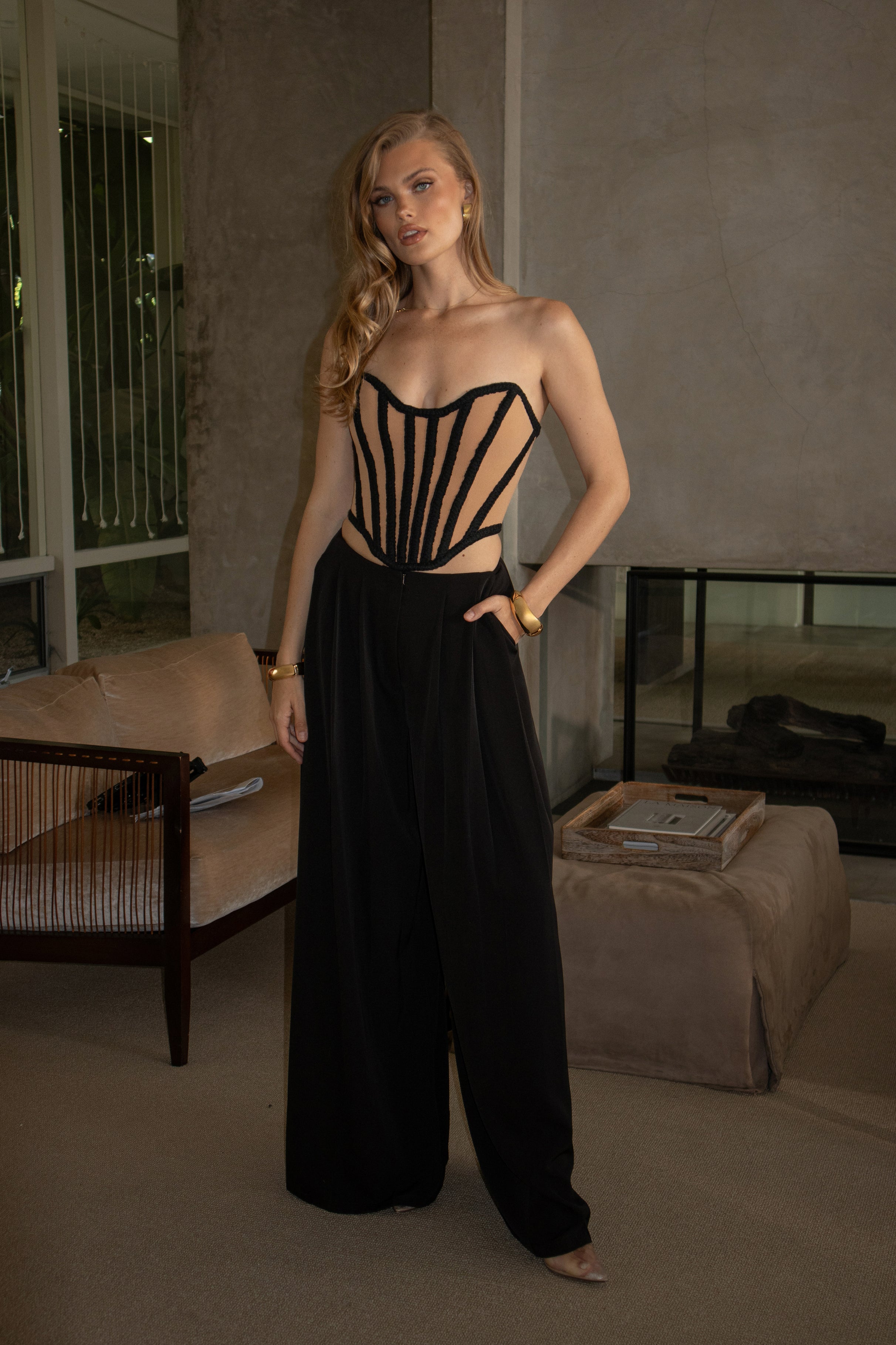 Black Cassis Braided Corset - JLUXLABEL