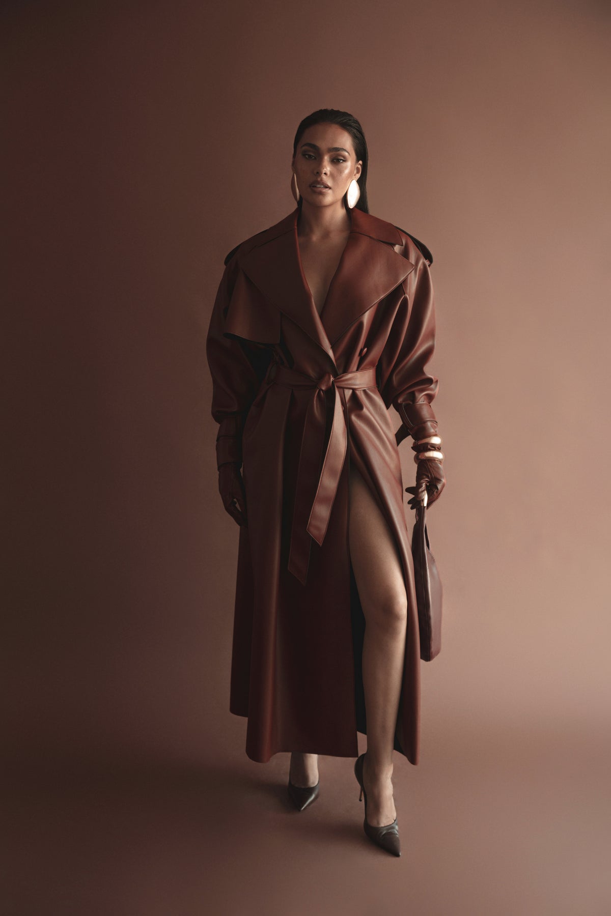 Burgundy The Icon PU Leather Coat - JLUXLABEL