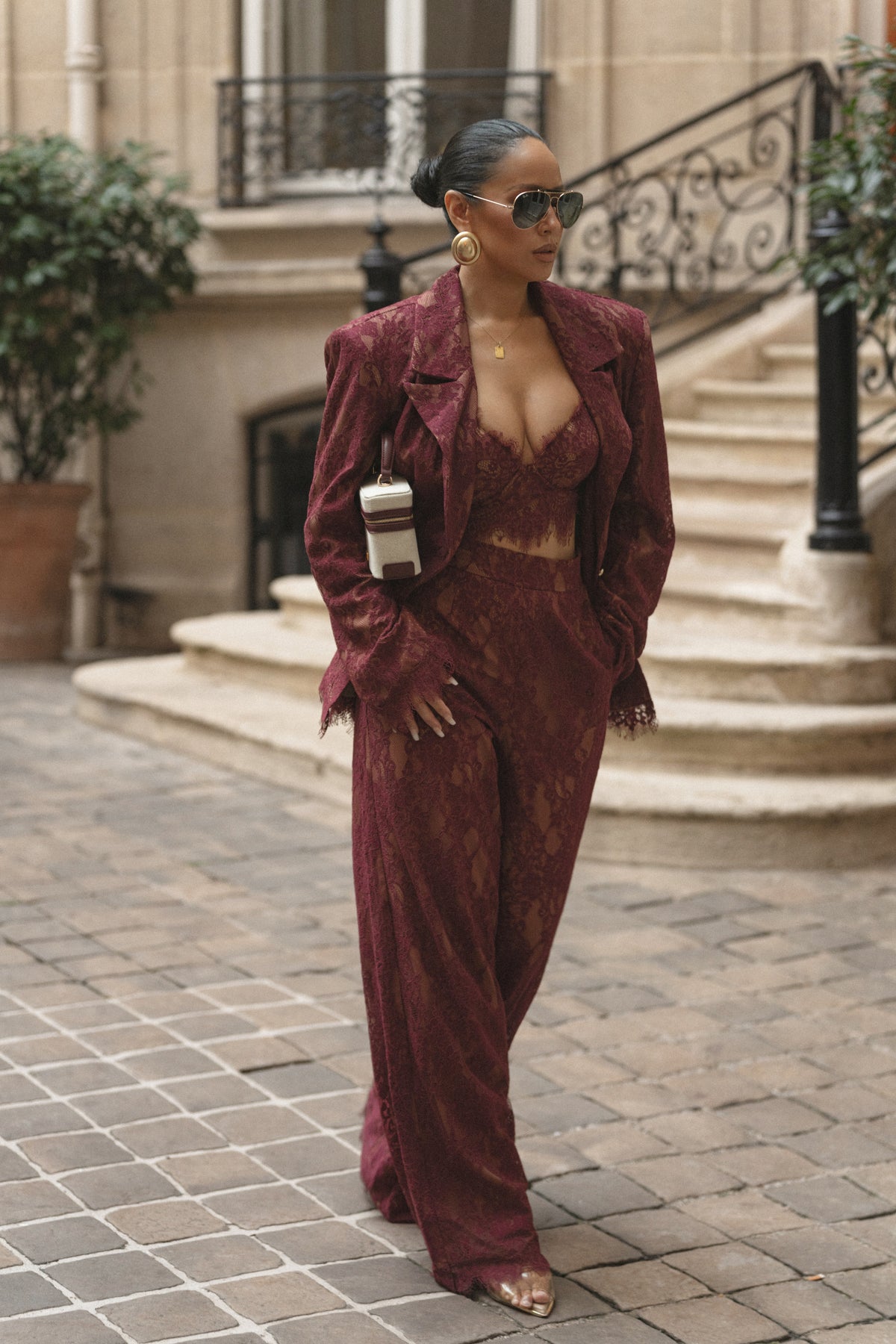 Burgundy Forever Crush Lace Pant