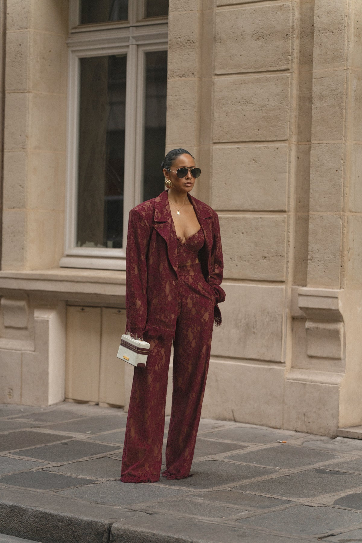 Burgundy Forever Crush Lace Pant