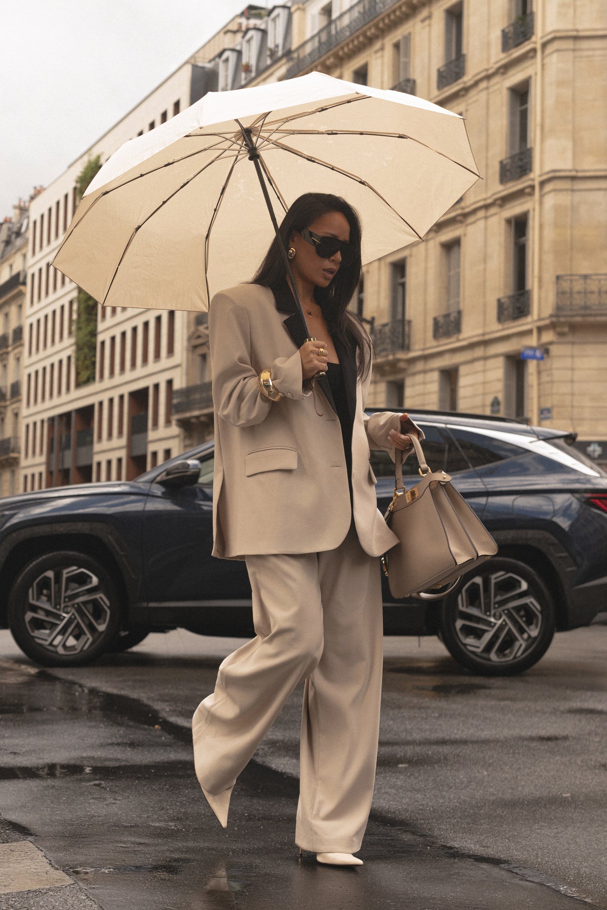 Stone/Black Command Oversized Blazer
