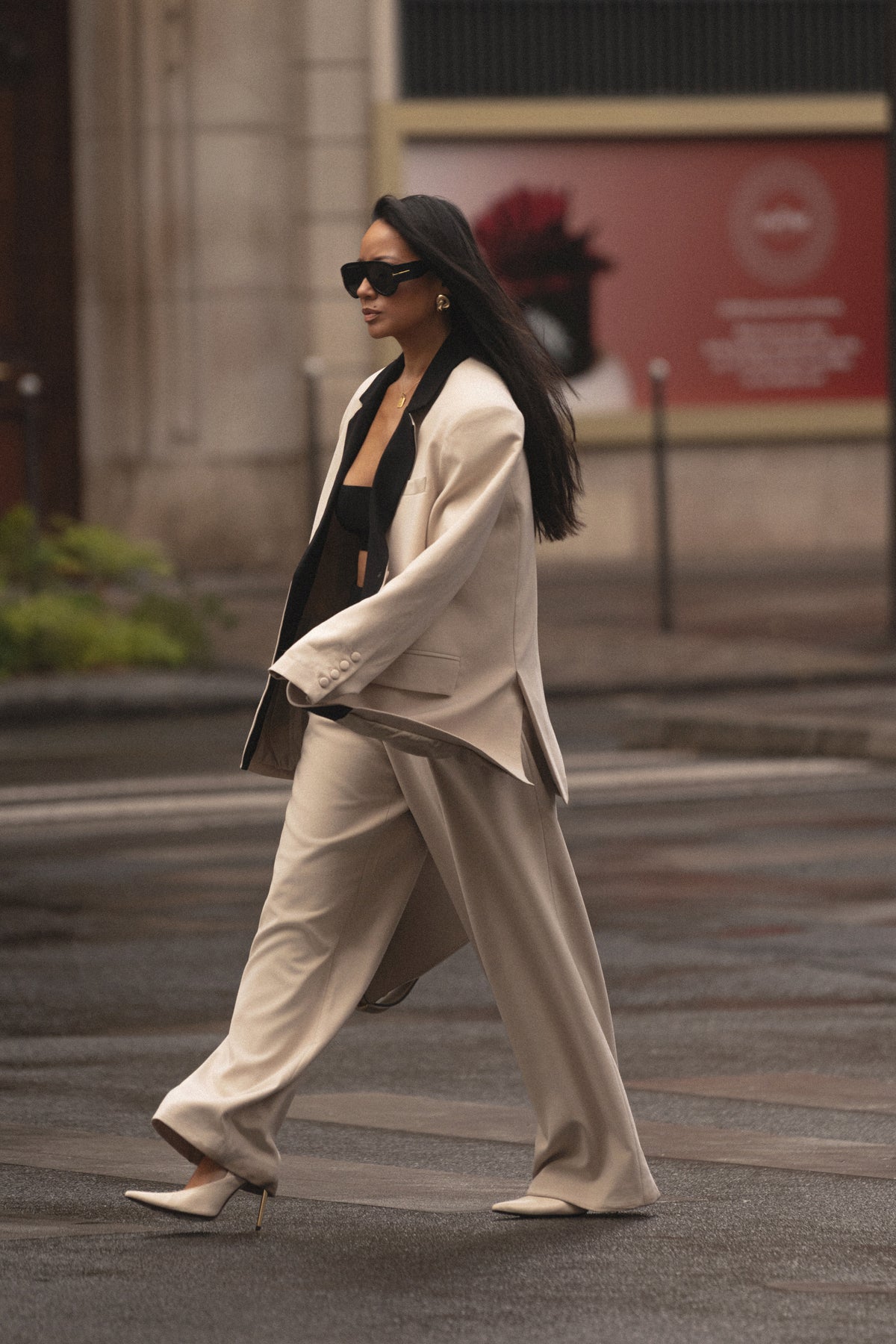 Stone/Black Command Oversized Blazer