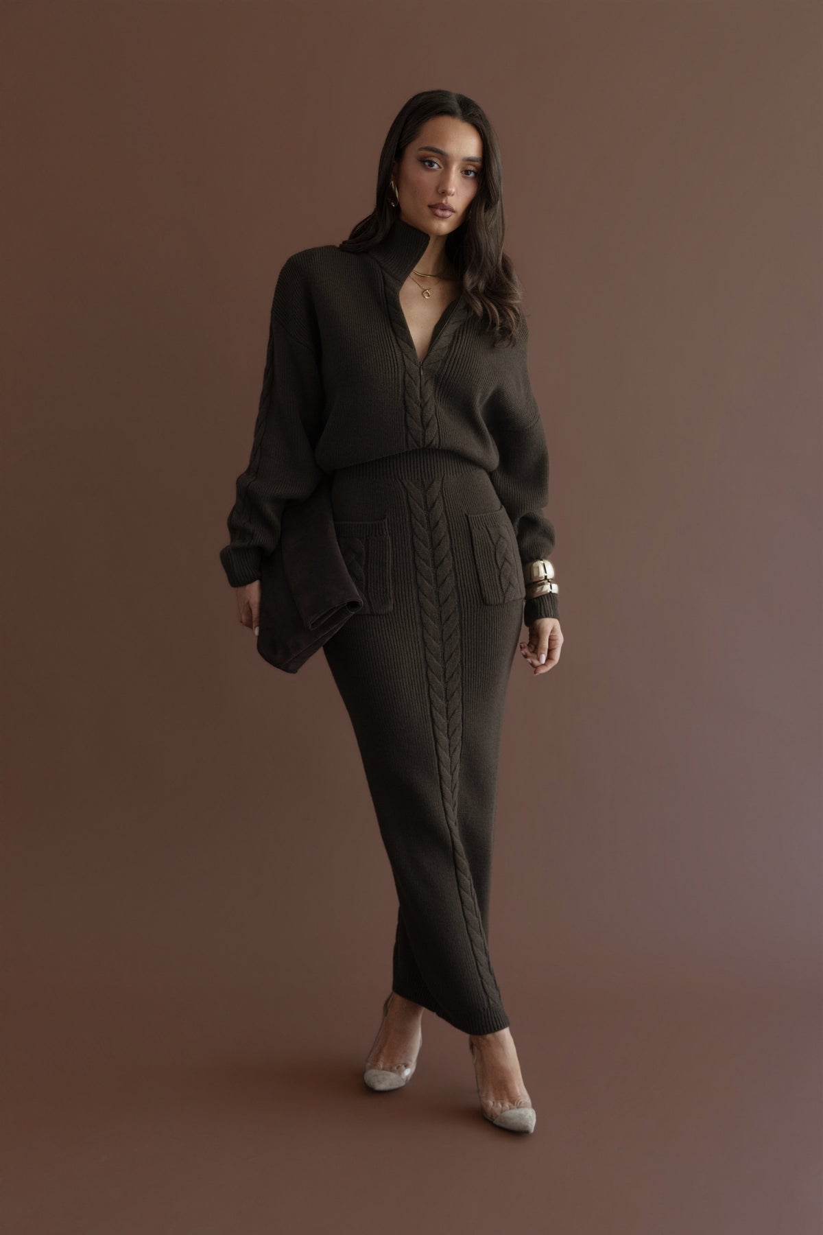 Chocolate Cozy Intentions Ribbed Dress