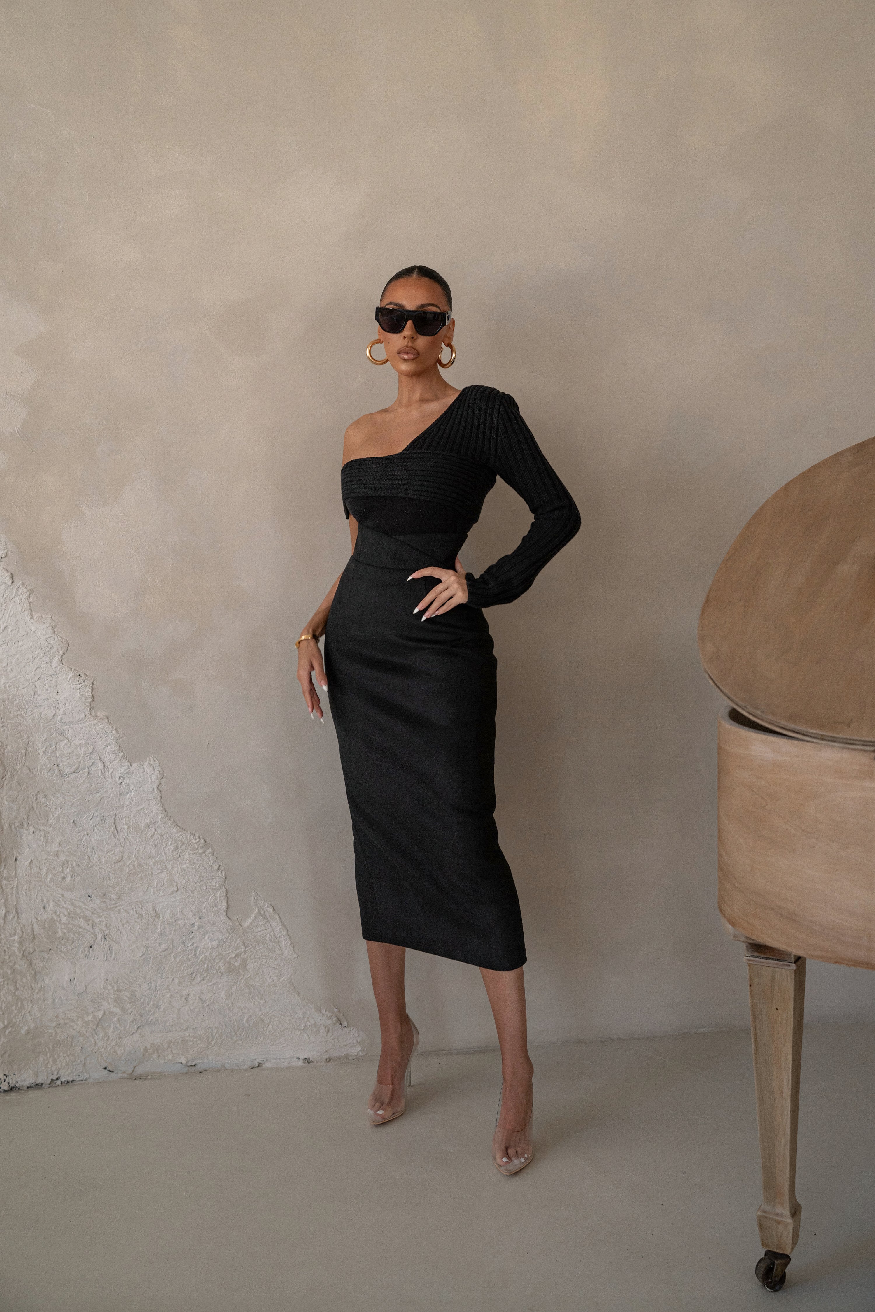 Black Hadi Sweater Knit Top - JLUXLABEL