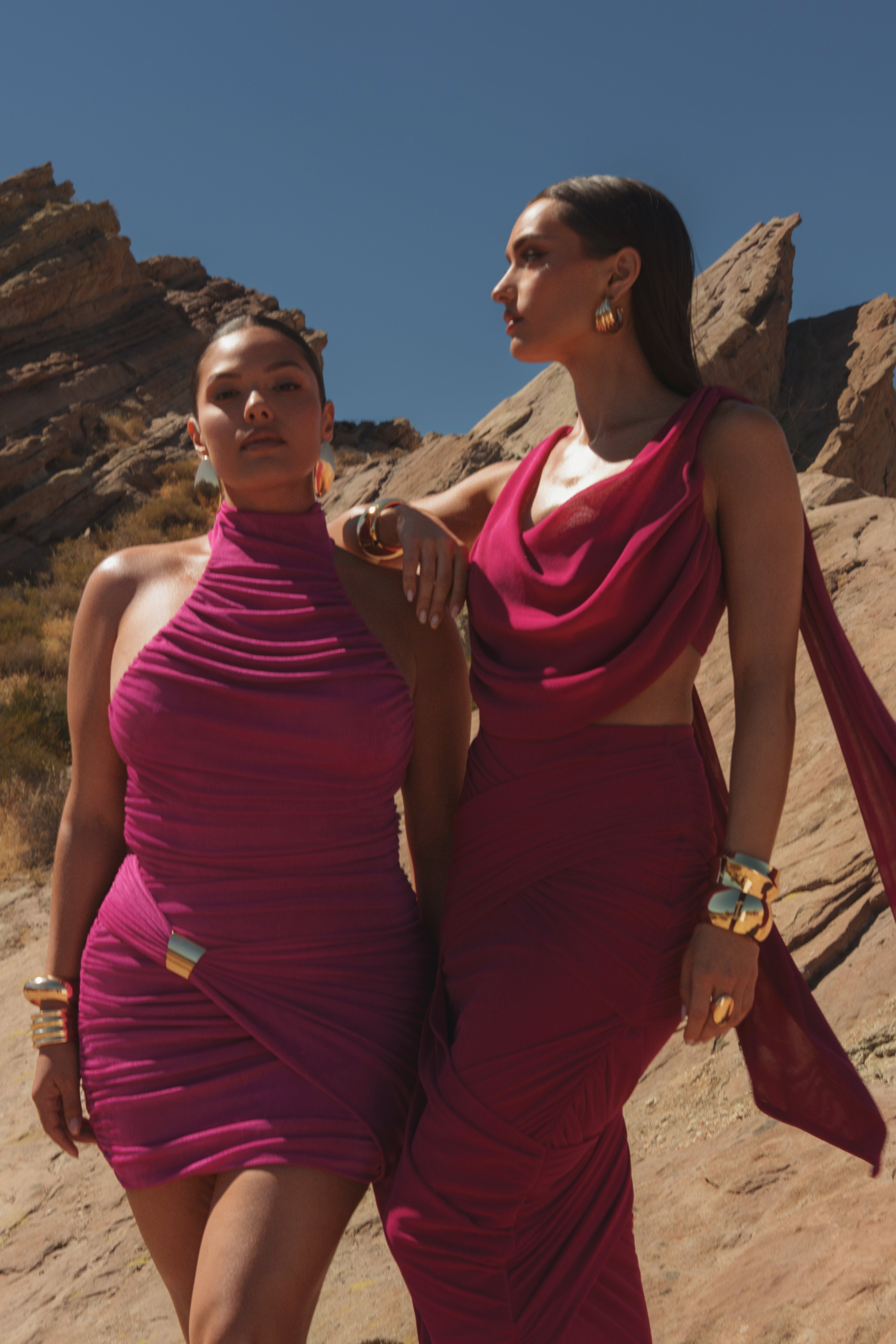 Fuchsia Divine Drape Skirt Set