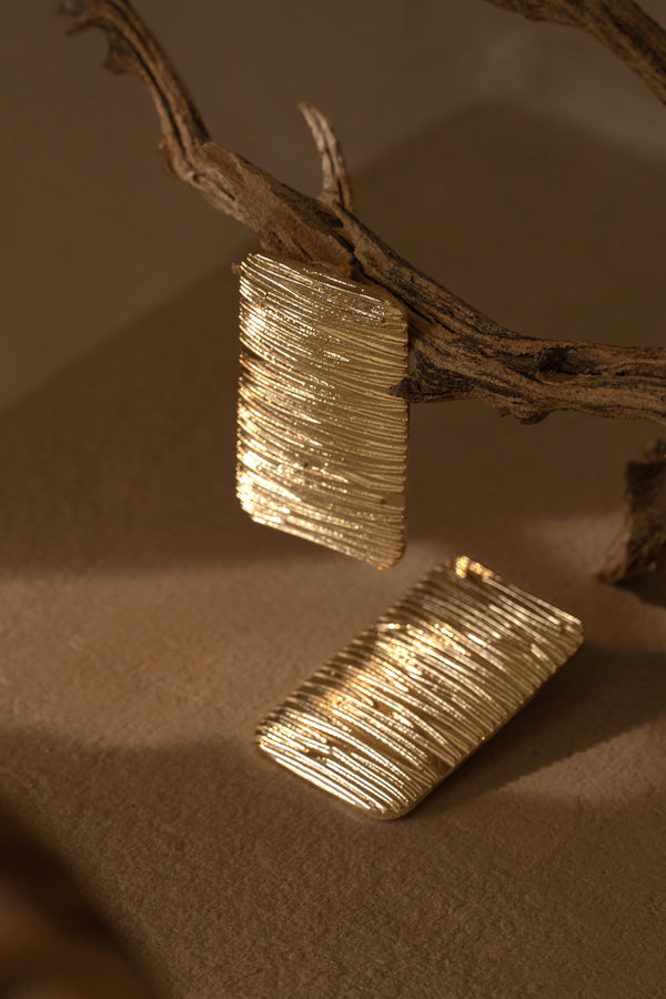 Gold Arin Rectangle Drop Earrings - JLUXLABEL