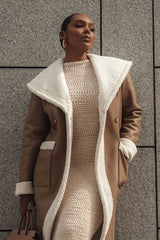 Tan Know Your Worth Sherpa Coat - JLUXLABEL