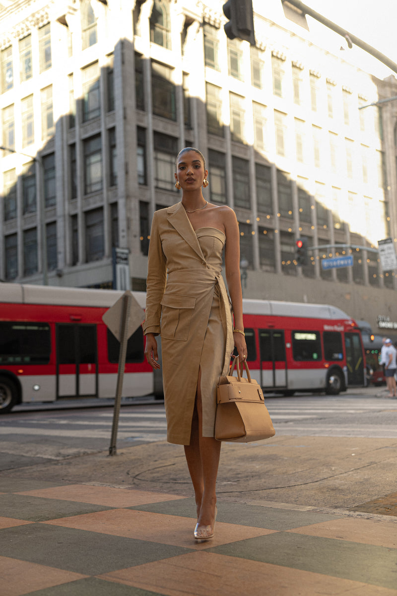 Khaki Amal One Shoulder Top