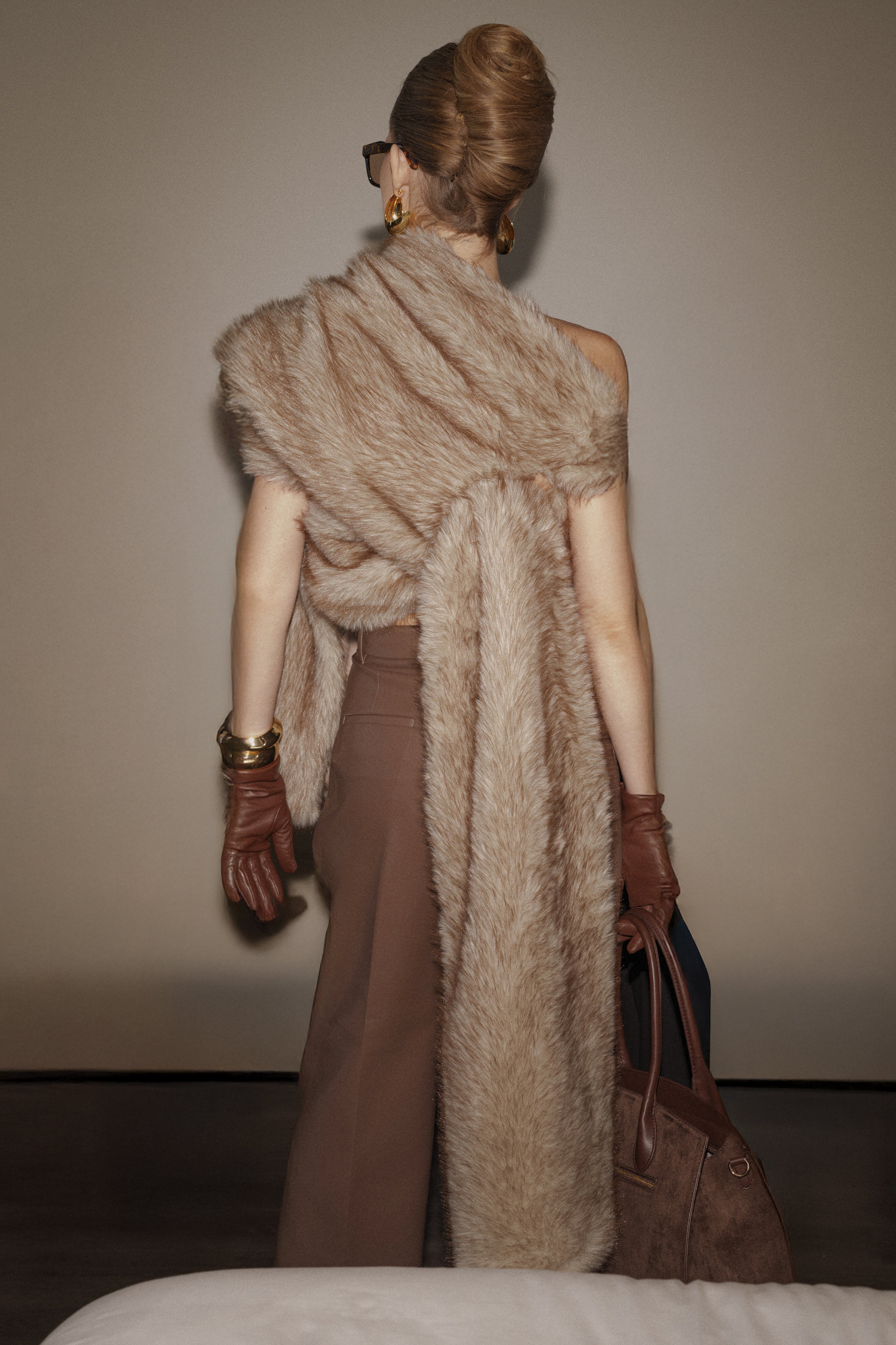 Ivory/Brown Winter Bliss Faux Fur Wrap