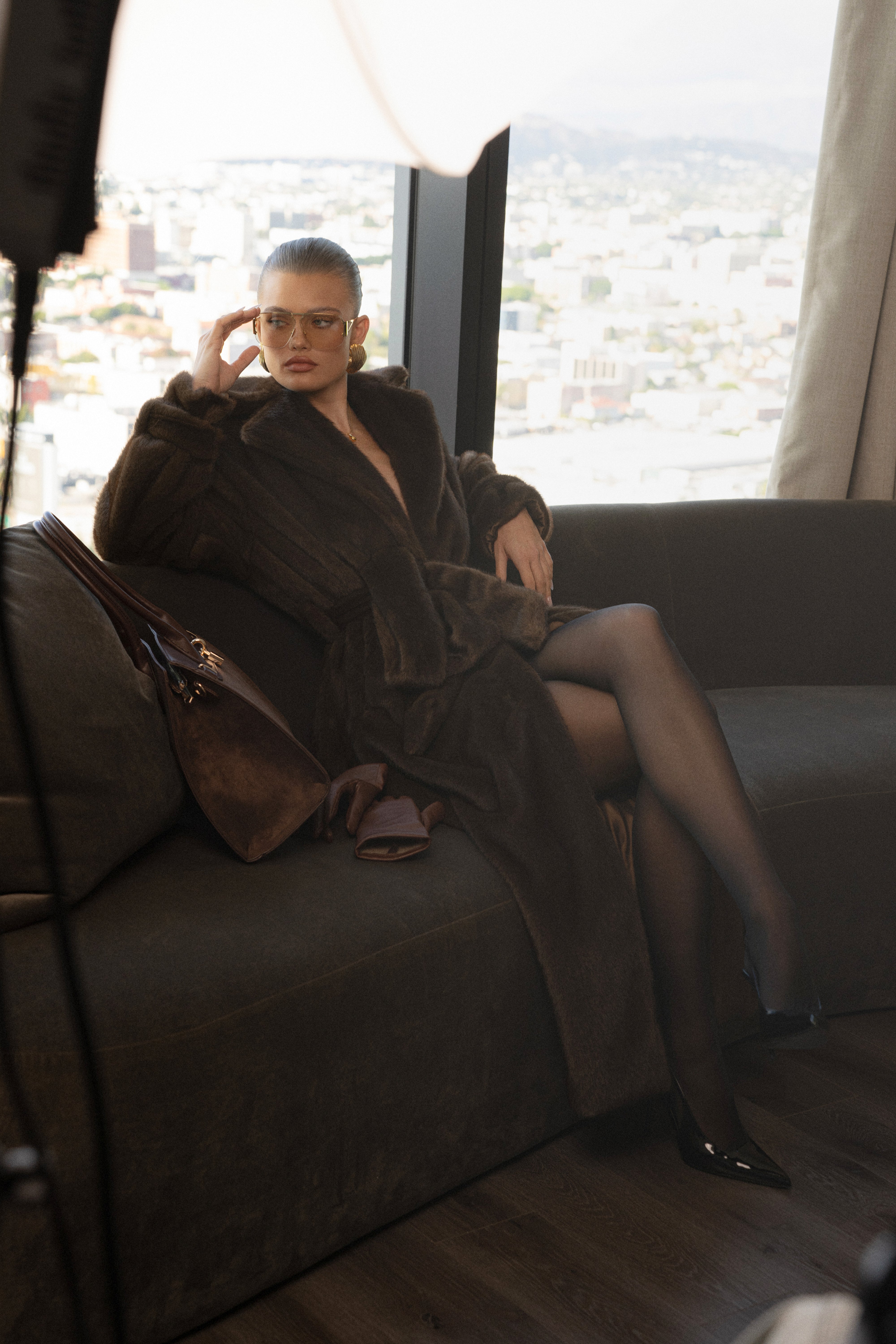 Brown Uptown Faux Fur Coat