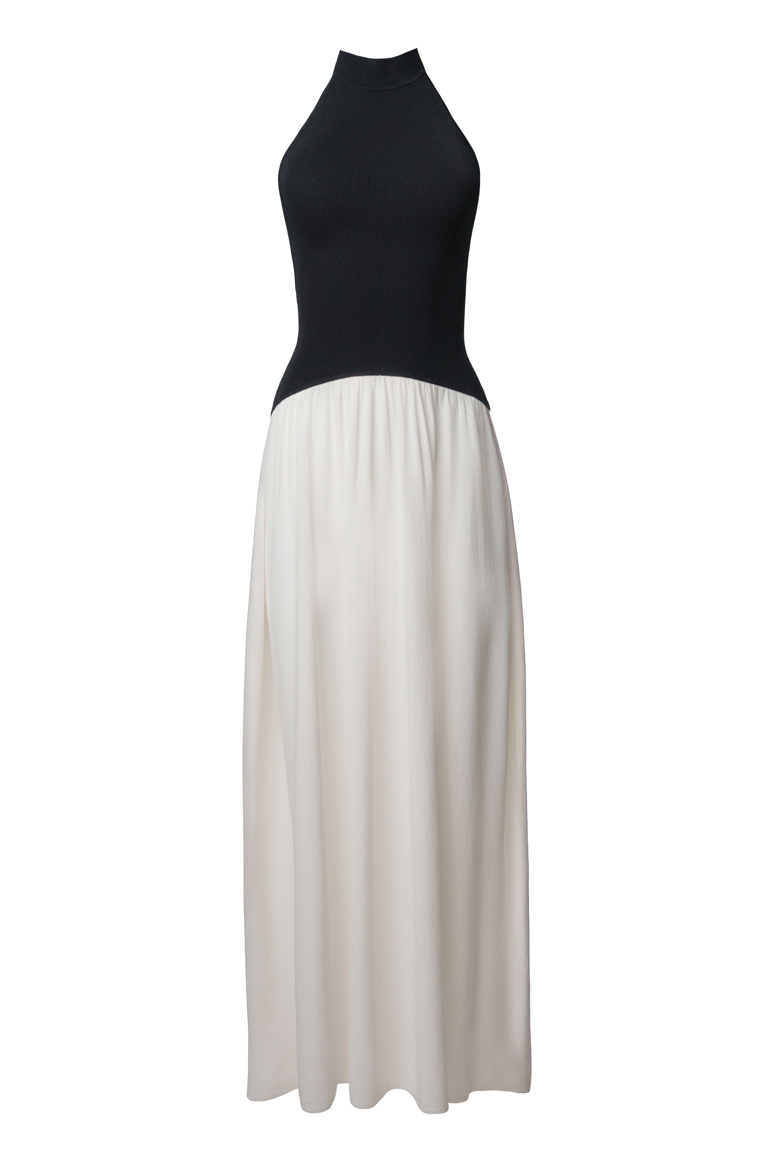Black/Ivory Capri Contrast Maxi Dress - JLUXLABEL
