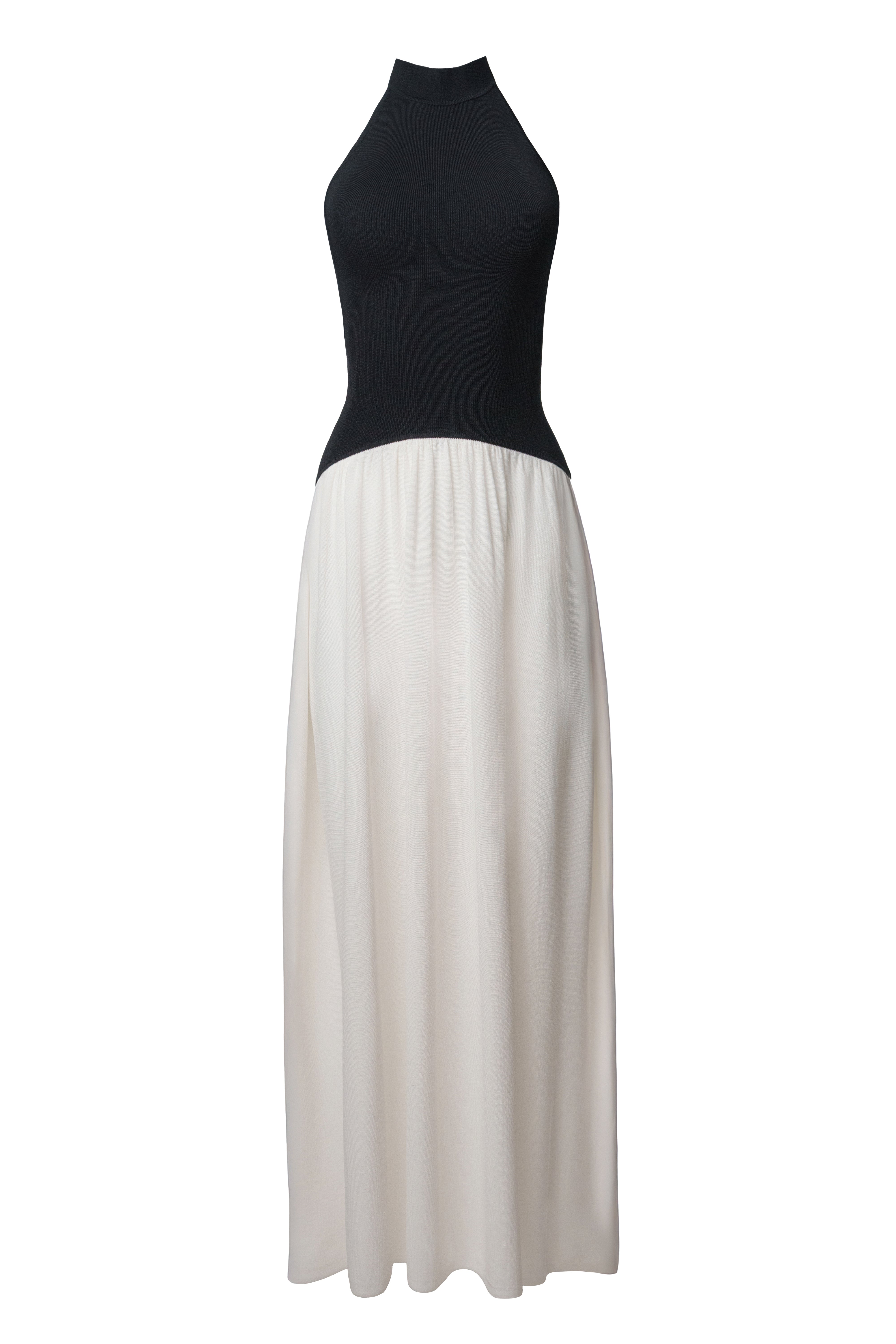 Black/Ivory Capri Contrast Maxi Dress - JLUXLABEL