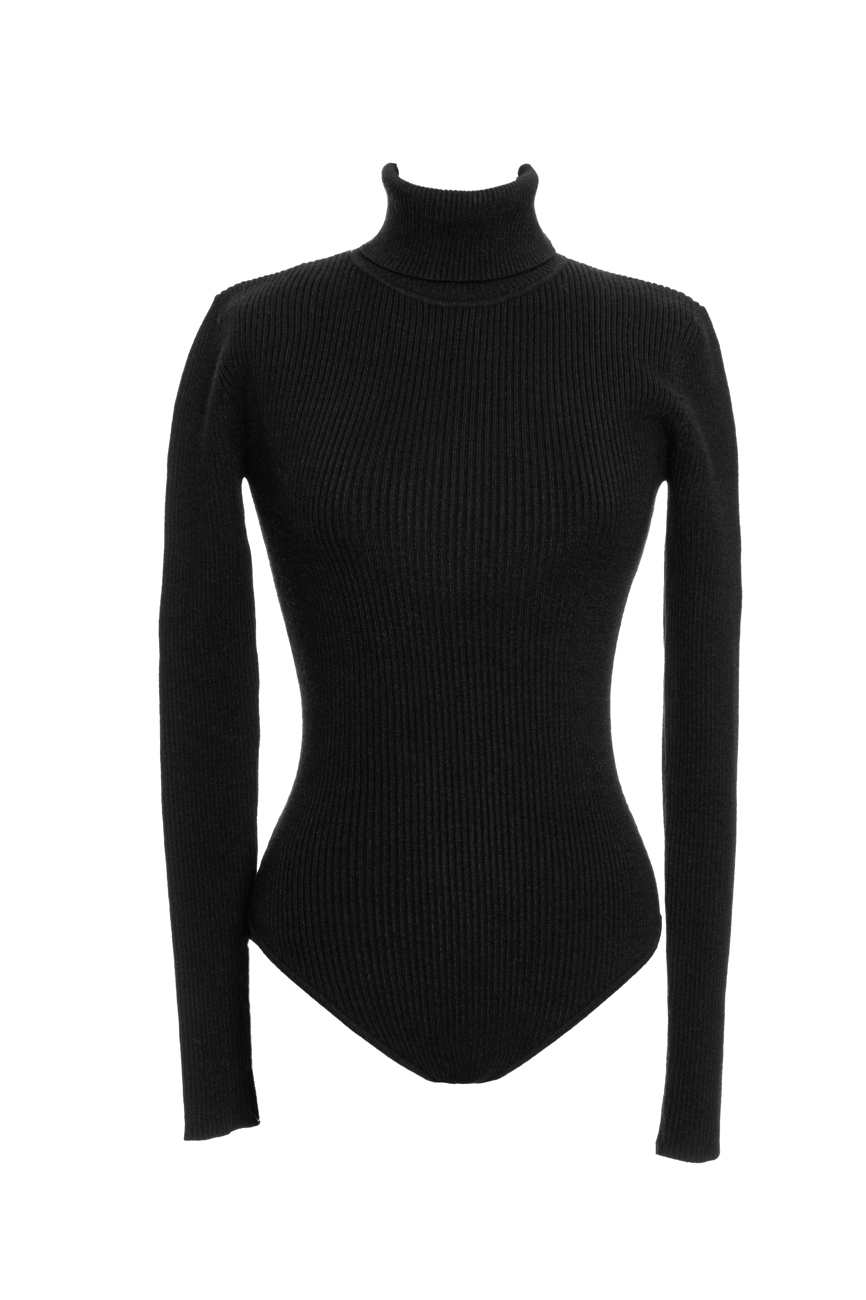 Black Arlett Turtleneck Bodysuit - JLUXLABEL