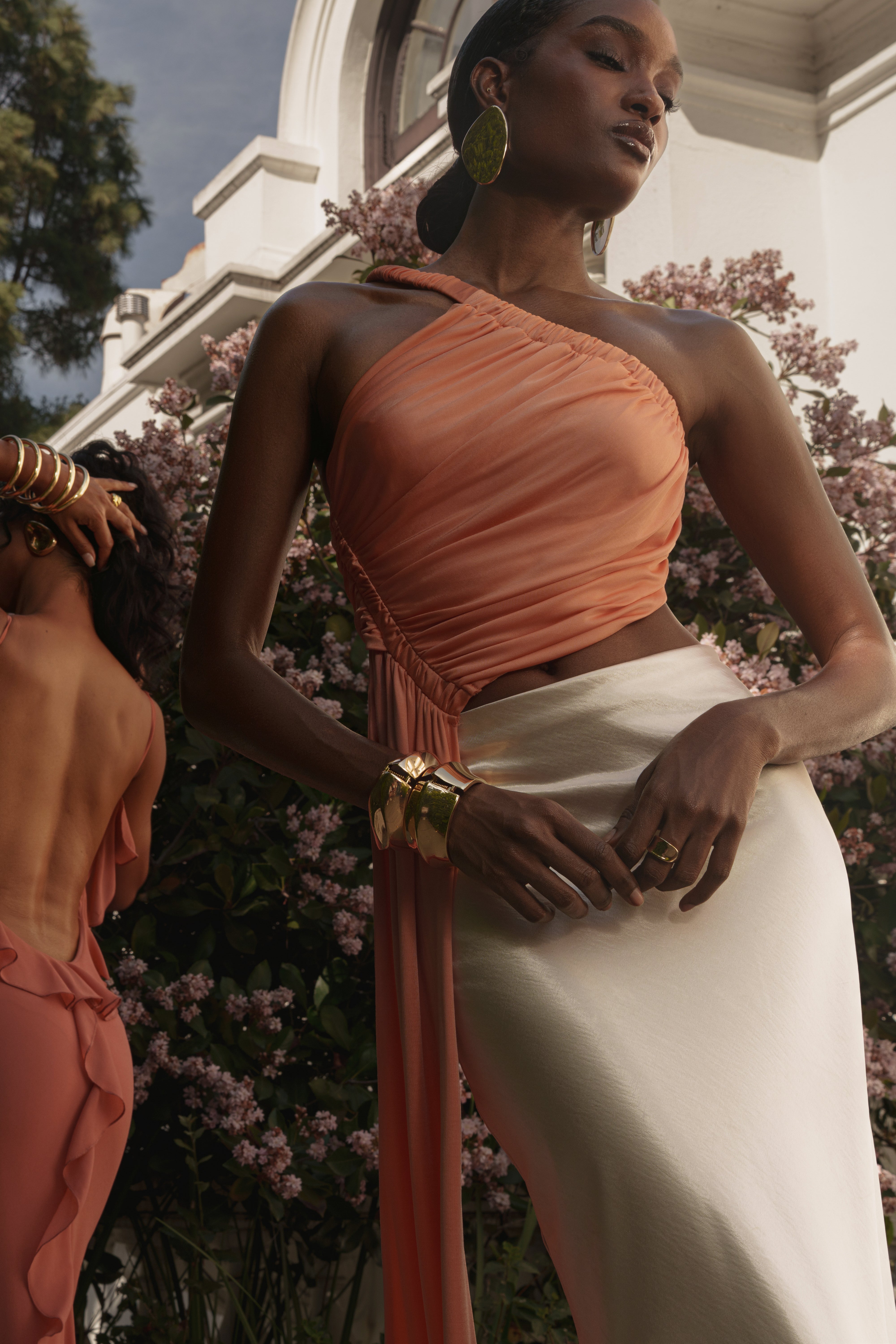 Peach Spotlight Draped Top - JLUXLABEL