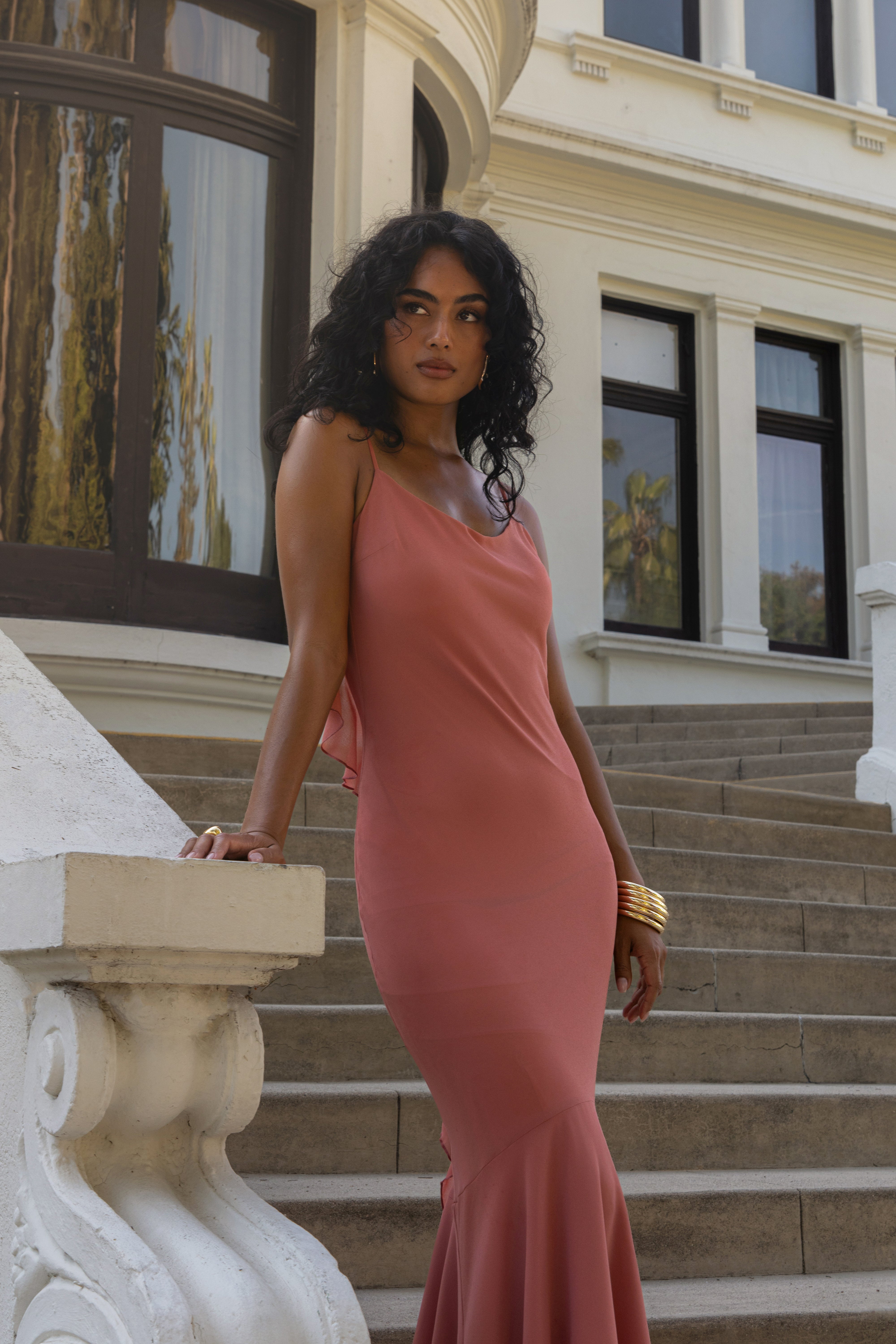 Peach Midnight Romance Maxi Dress