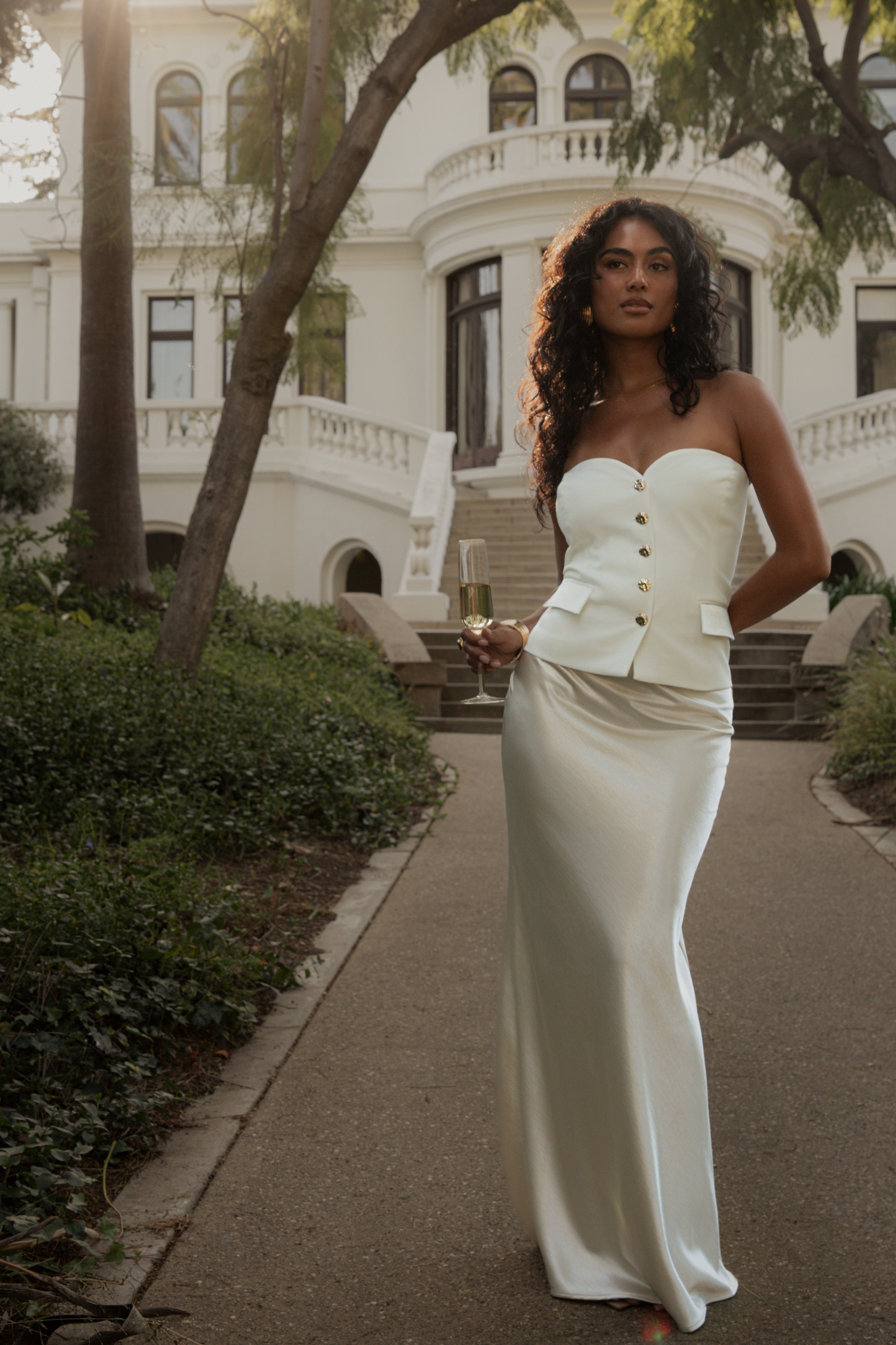 Champagne Tradition Satin Maxi Skirt