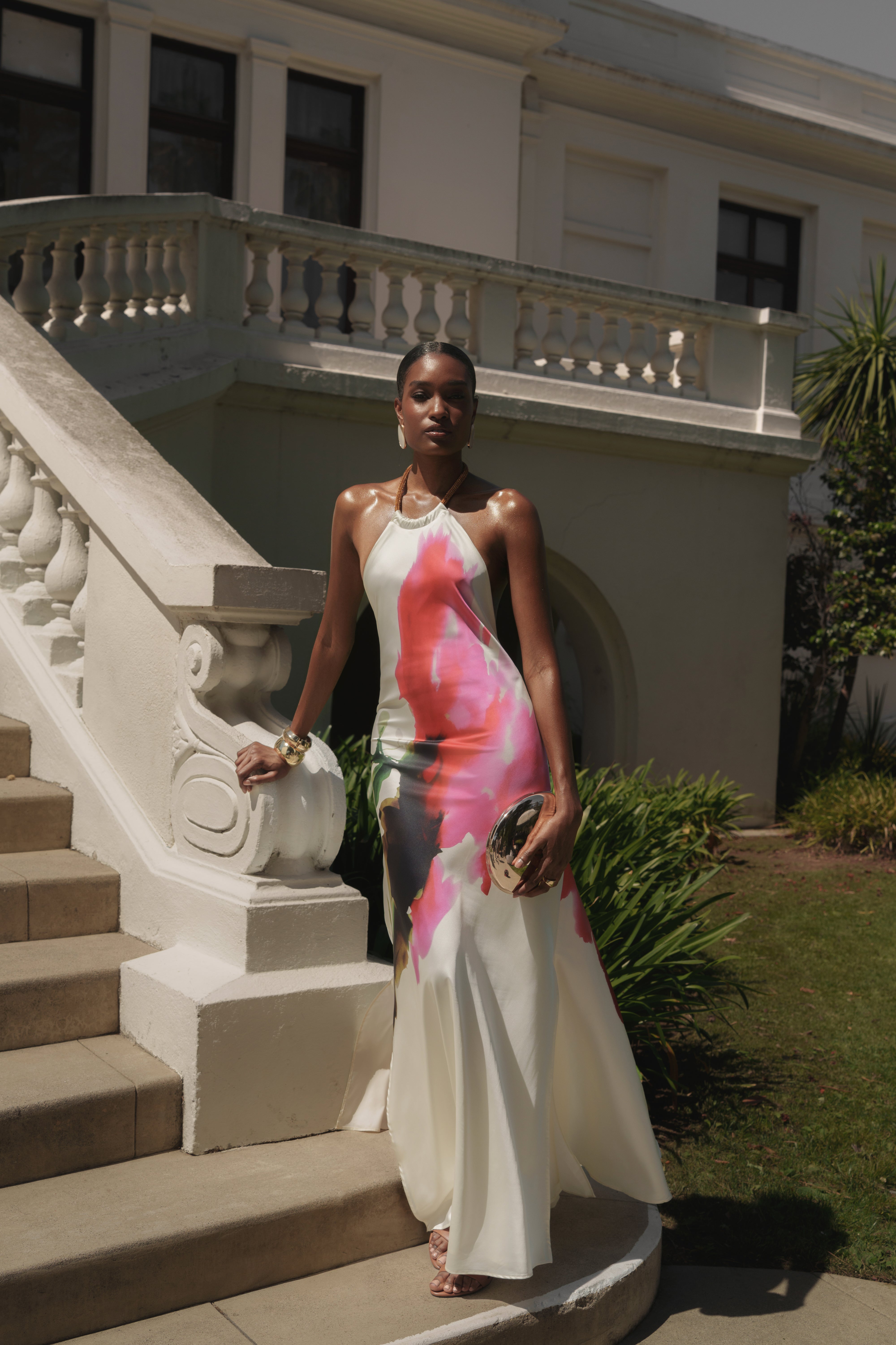 Ivory Print Audrey Maxi Dress - JLUXLABEL