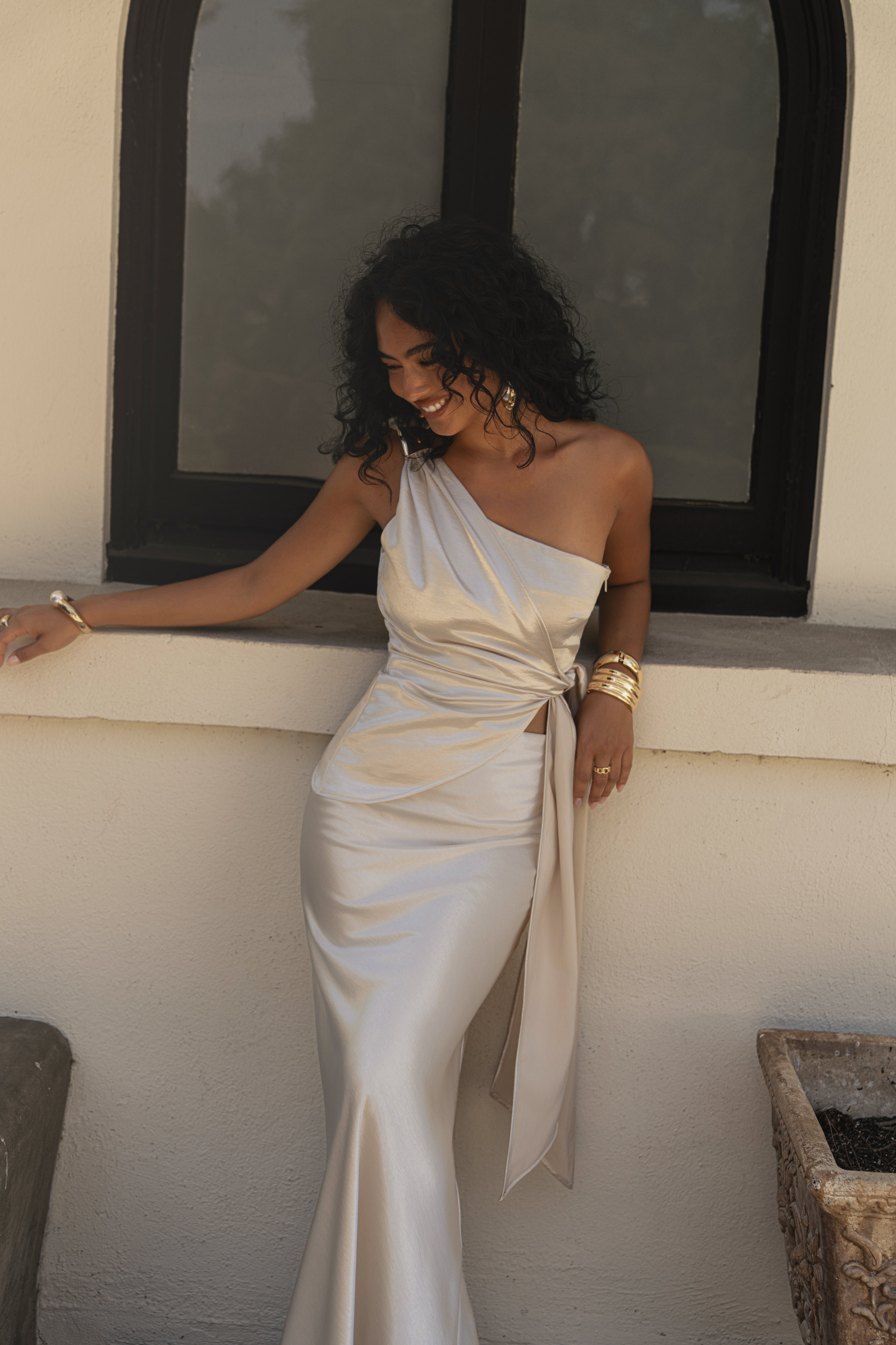 Ivory Palmera Satin Top - JLUXLABEL