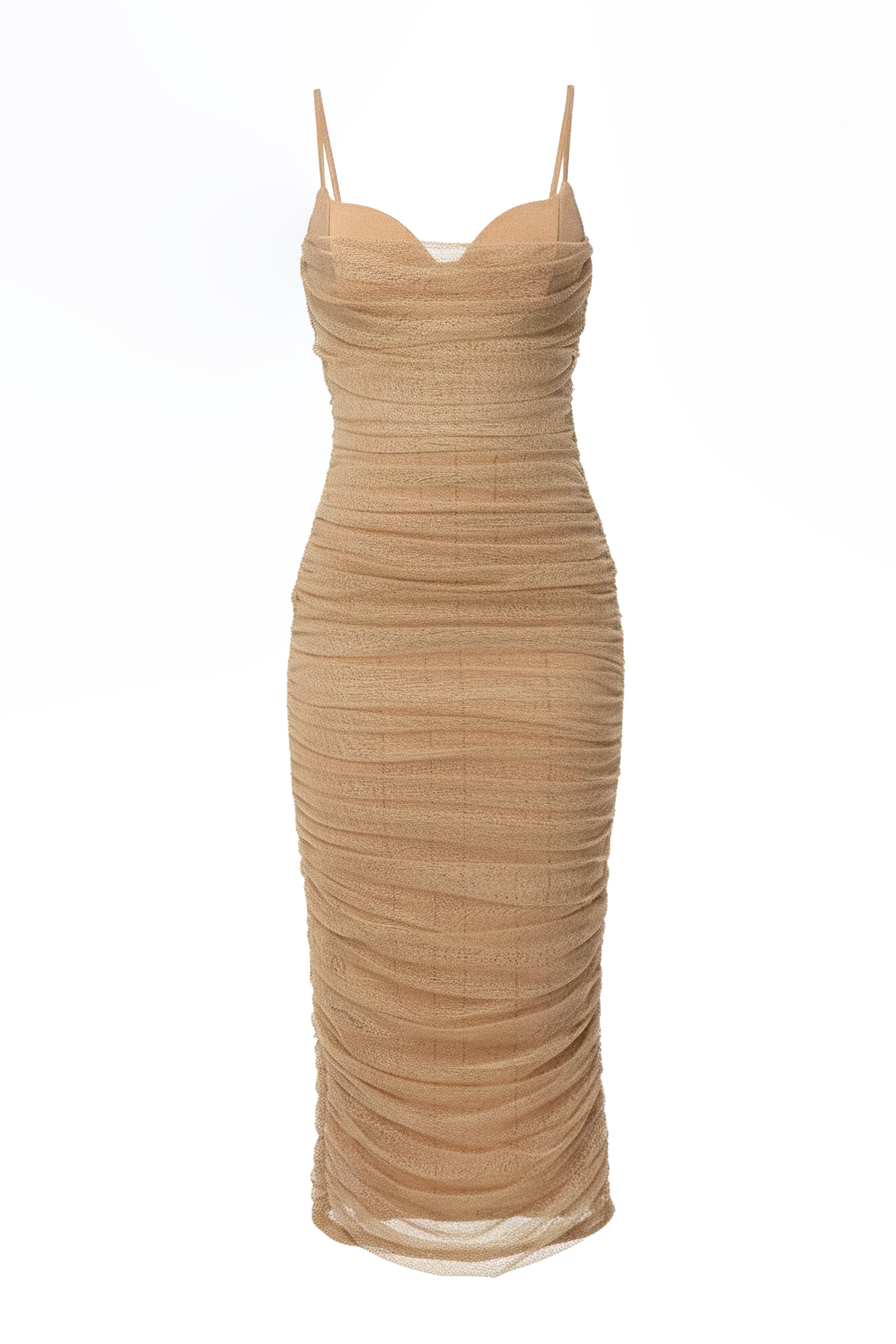 Beige True Form Midi Dress