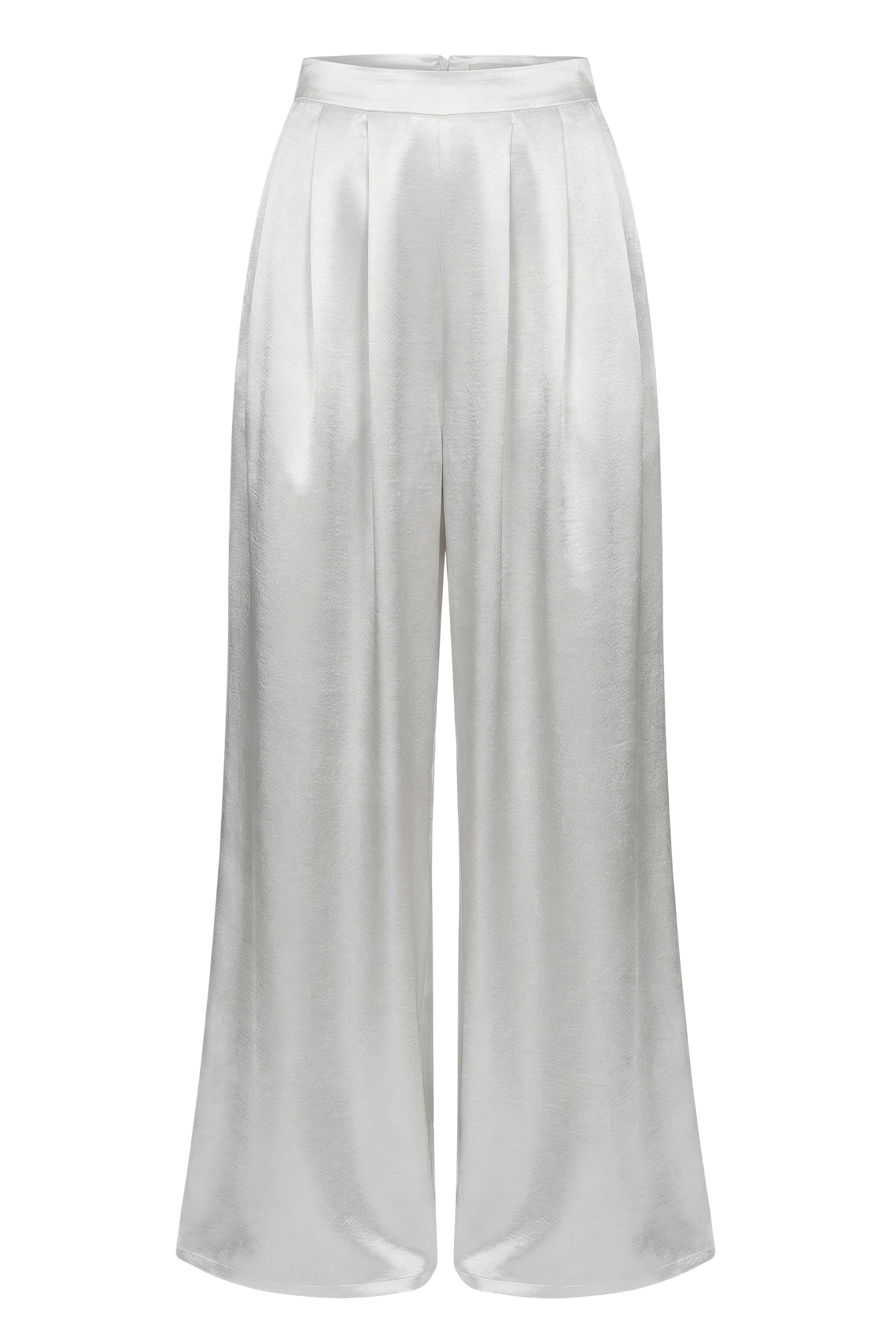 White Satin Bliss Pleated Pant