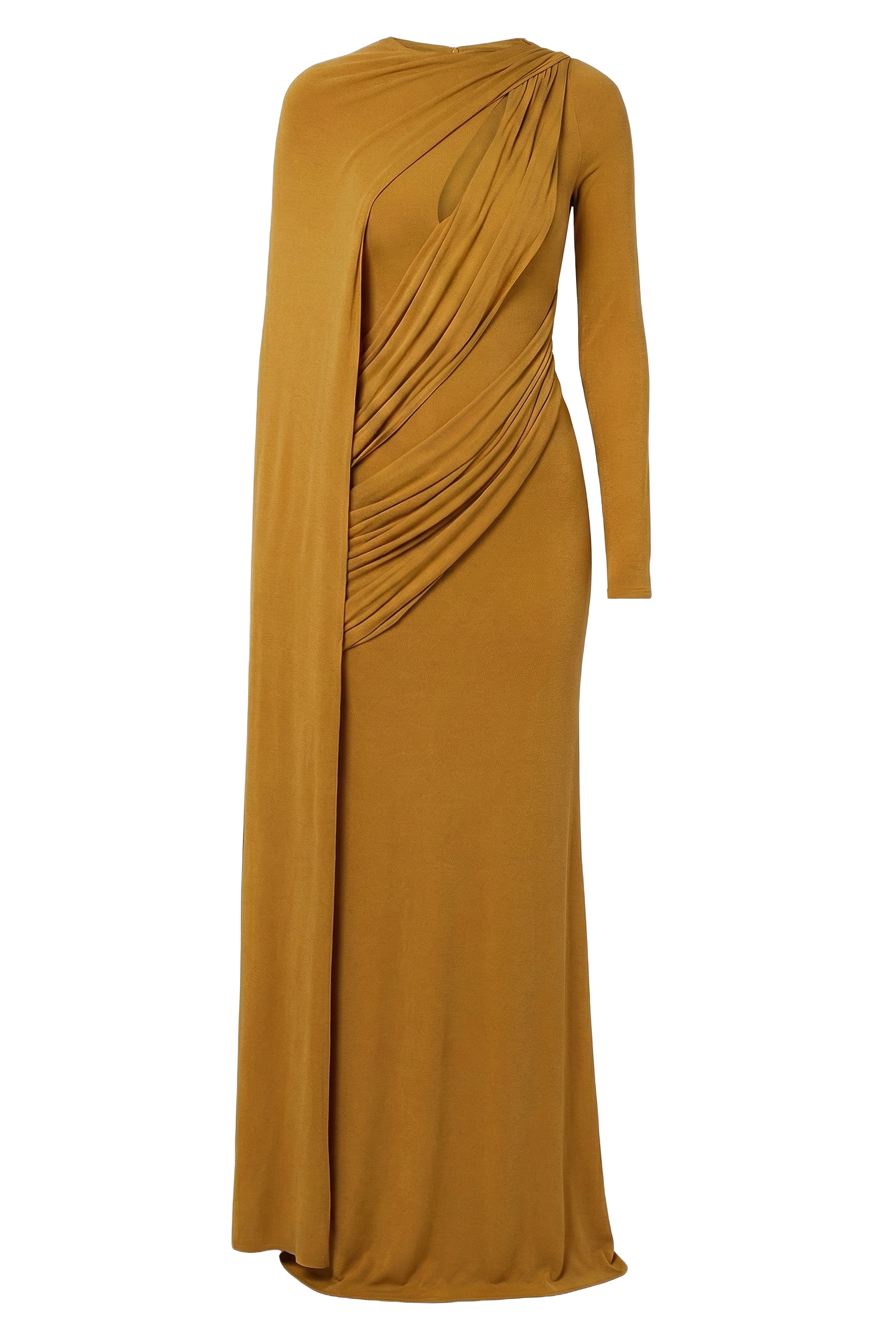 Gold Draped Elegance Cape Dress