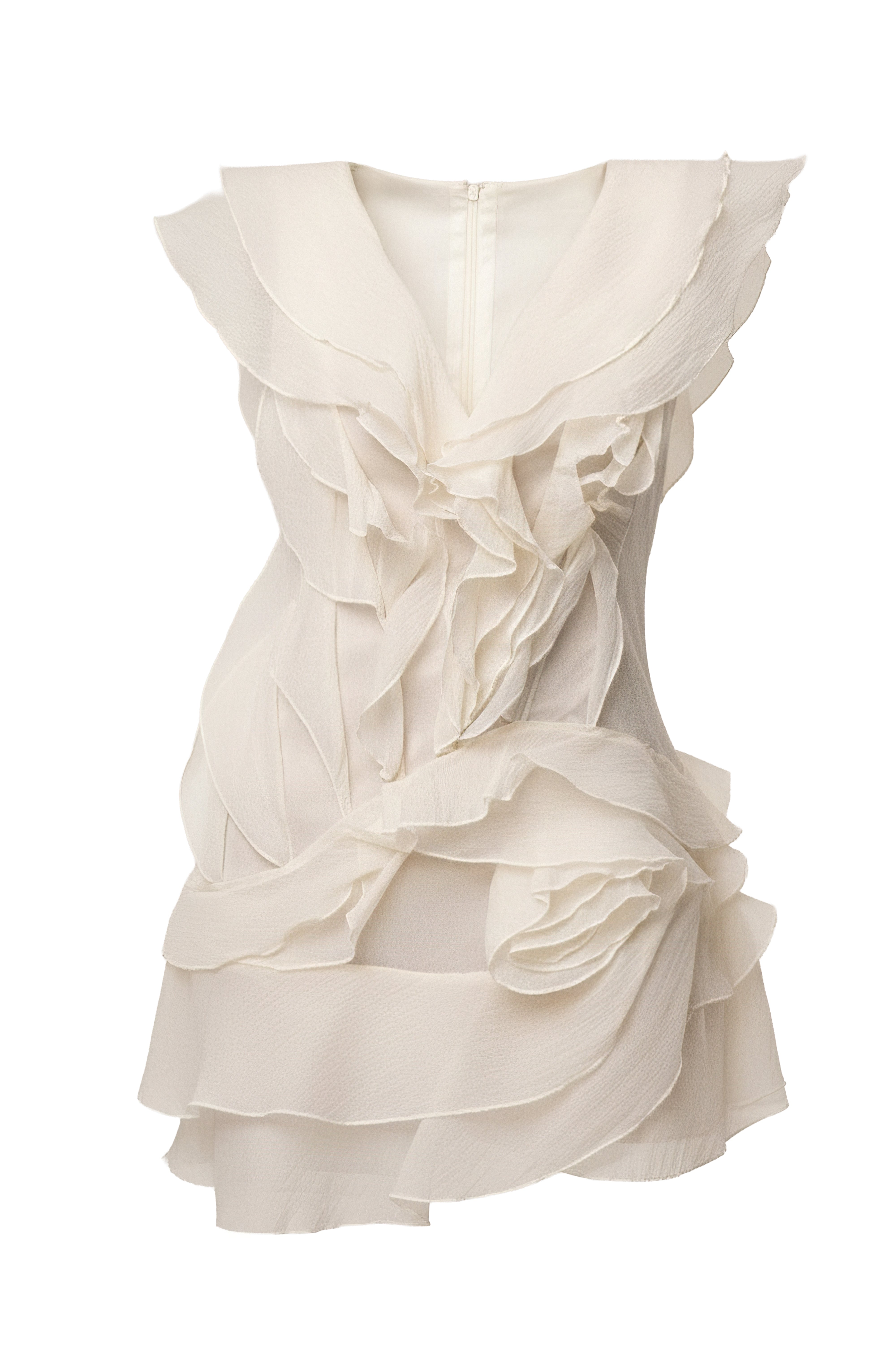 Ivory Dove Chiffon Mini Dress - JLUXLABEL