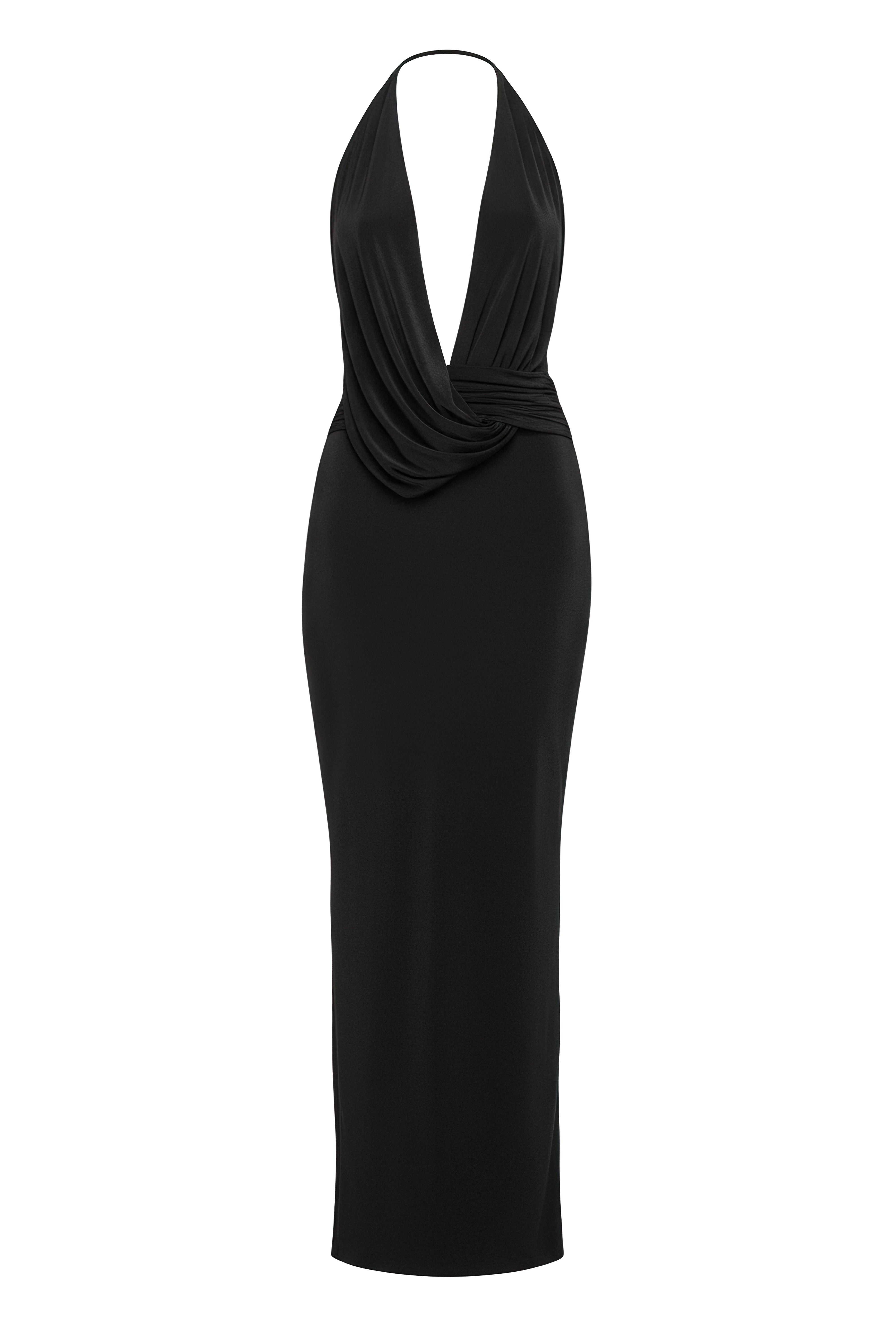 Black Dawn Draped Maxi Dress
