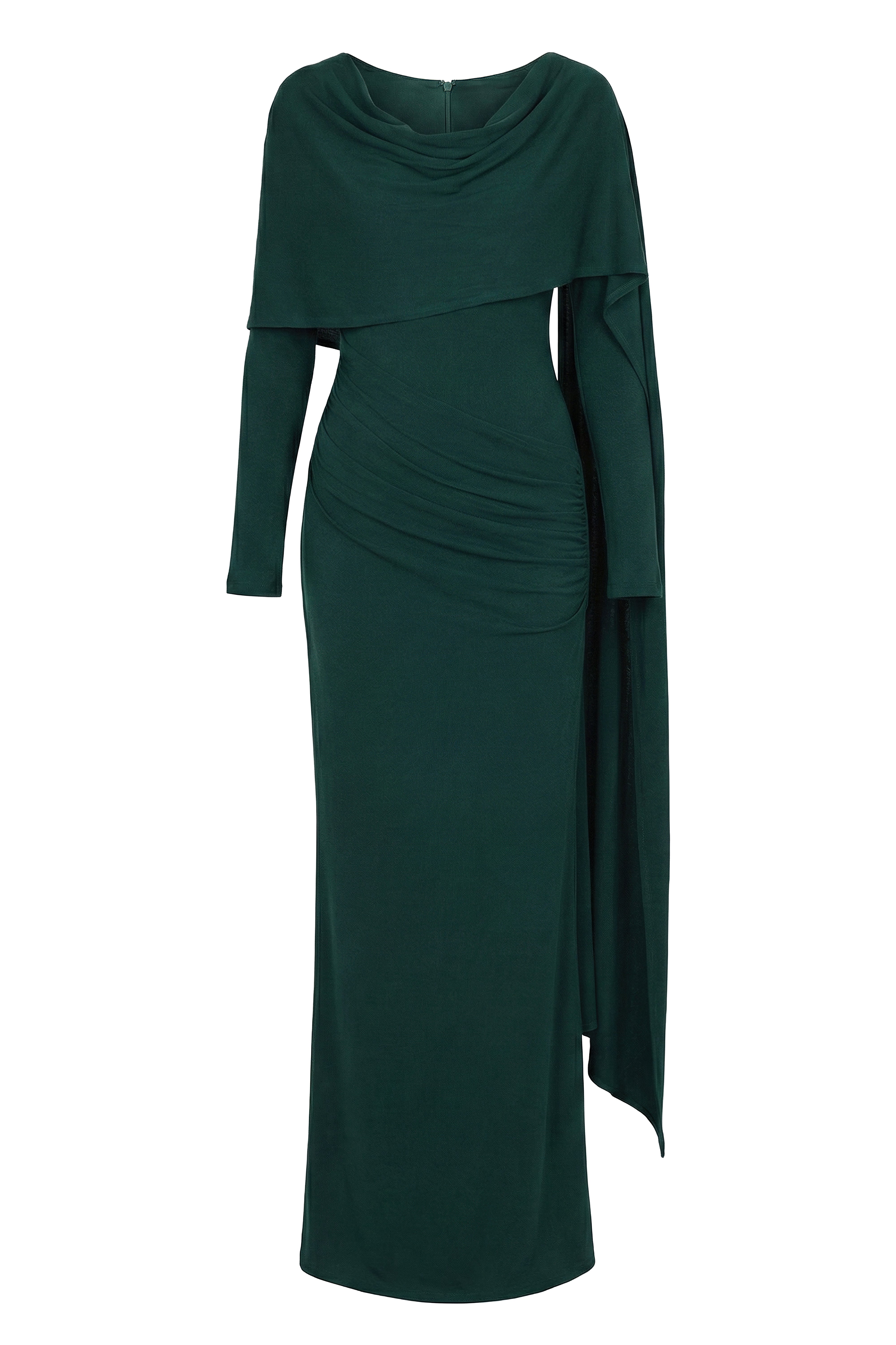 Emerald Glitz Asymmetric Maxi Dress