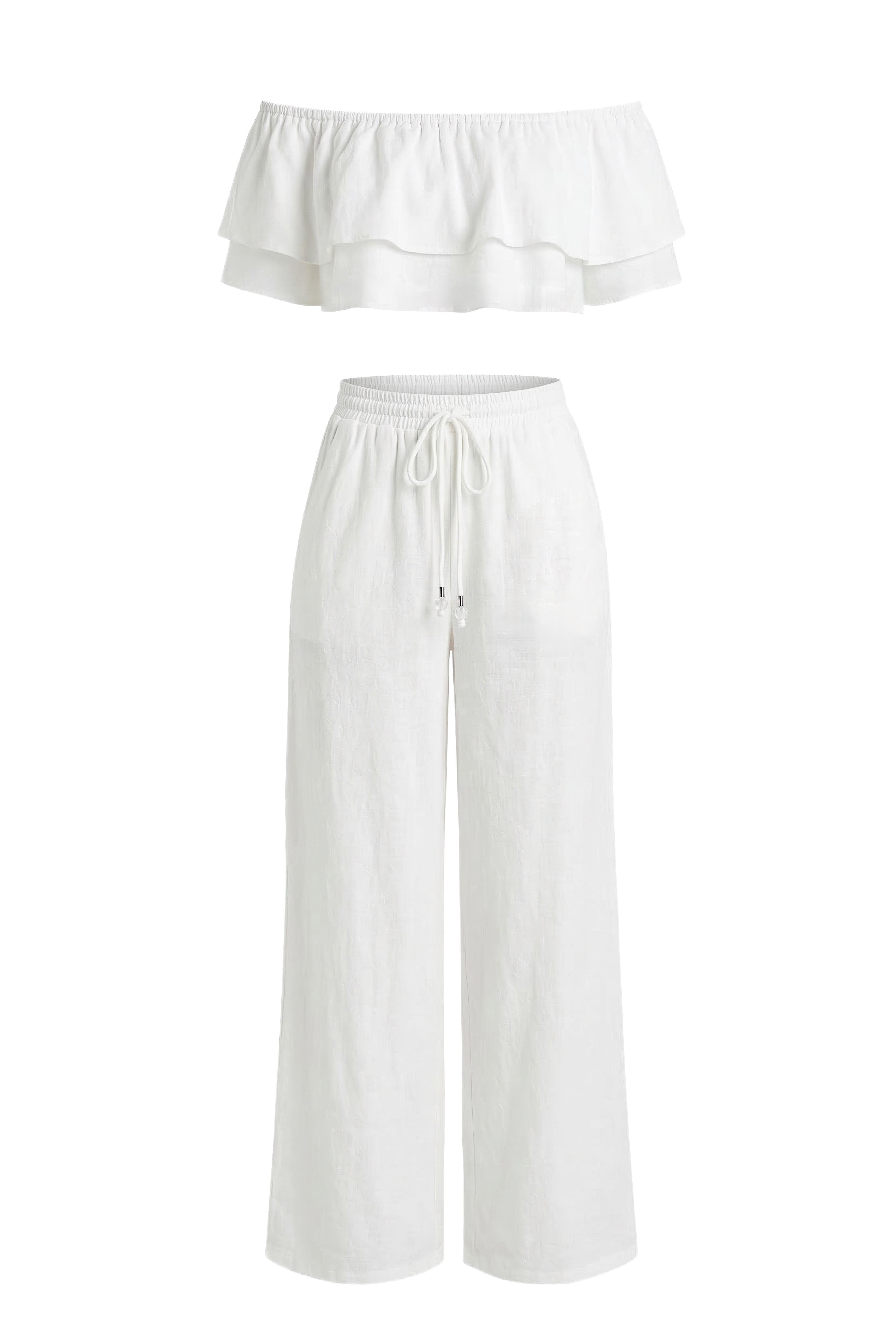 White Marina Two-Piece Pant Set