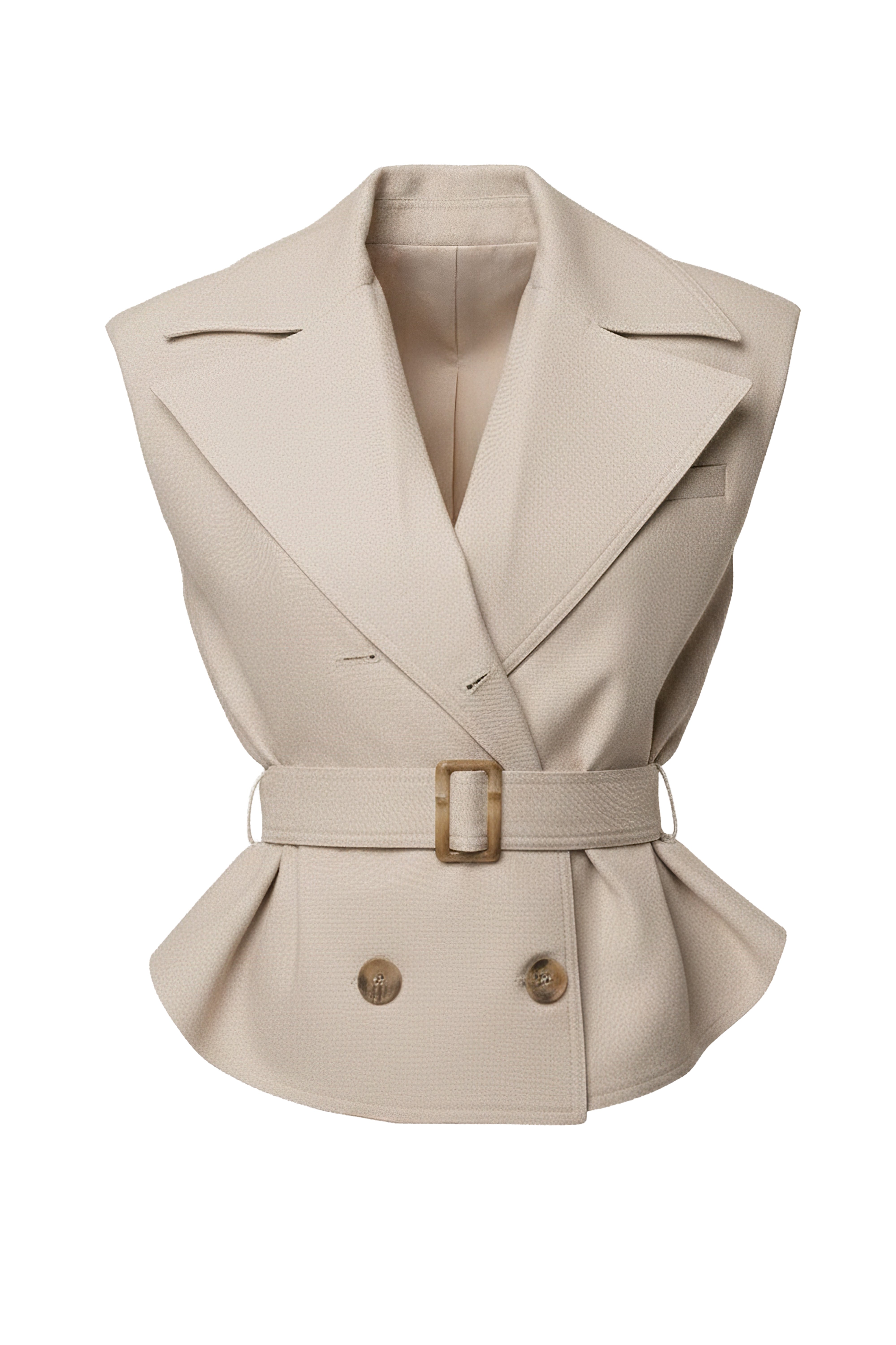 Beige In Focus Belted Vest - JLUXLABEL