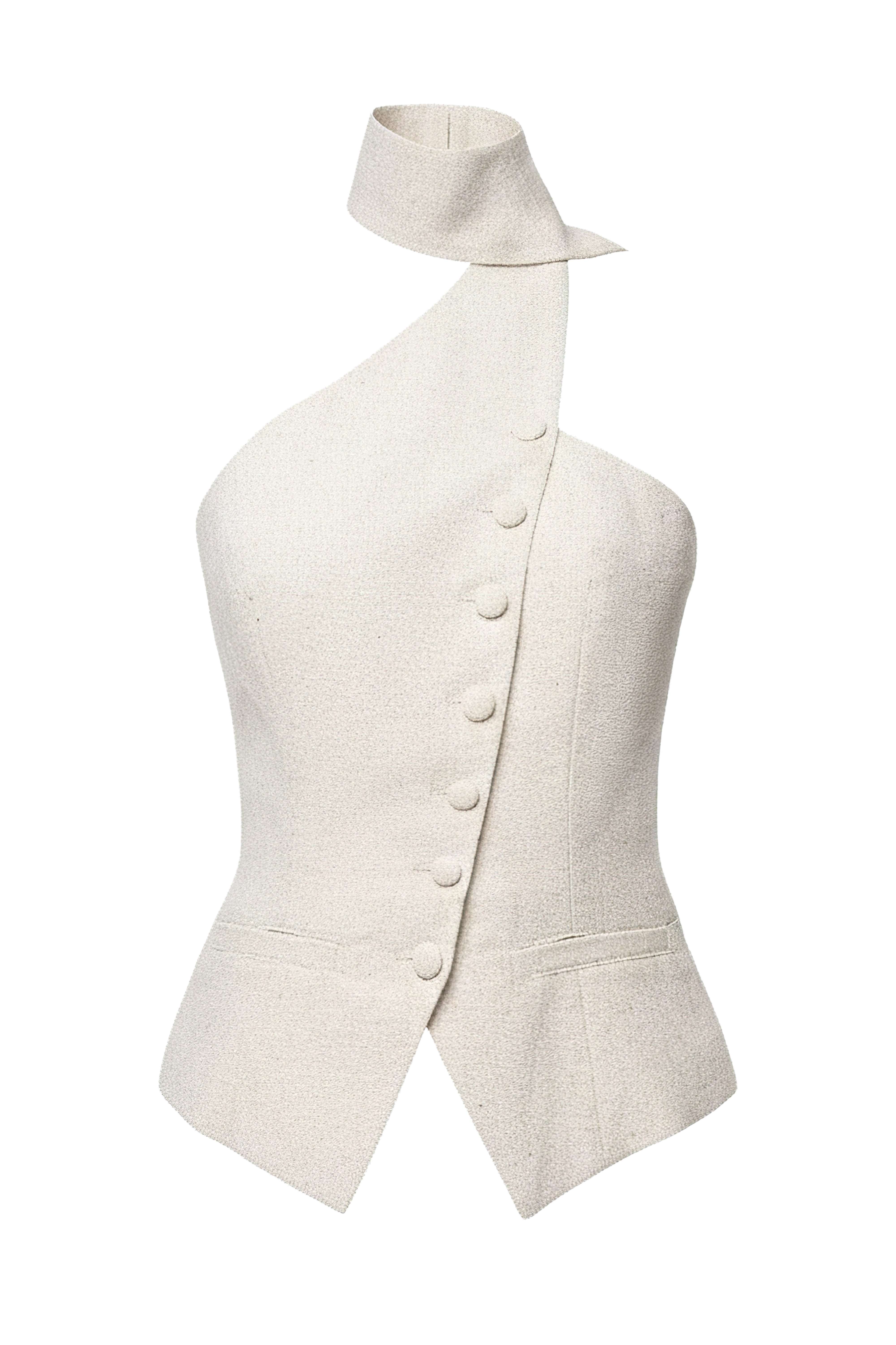 Oatmeal Asymmetric Scarf Top - JLUXLABEL