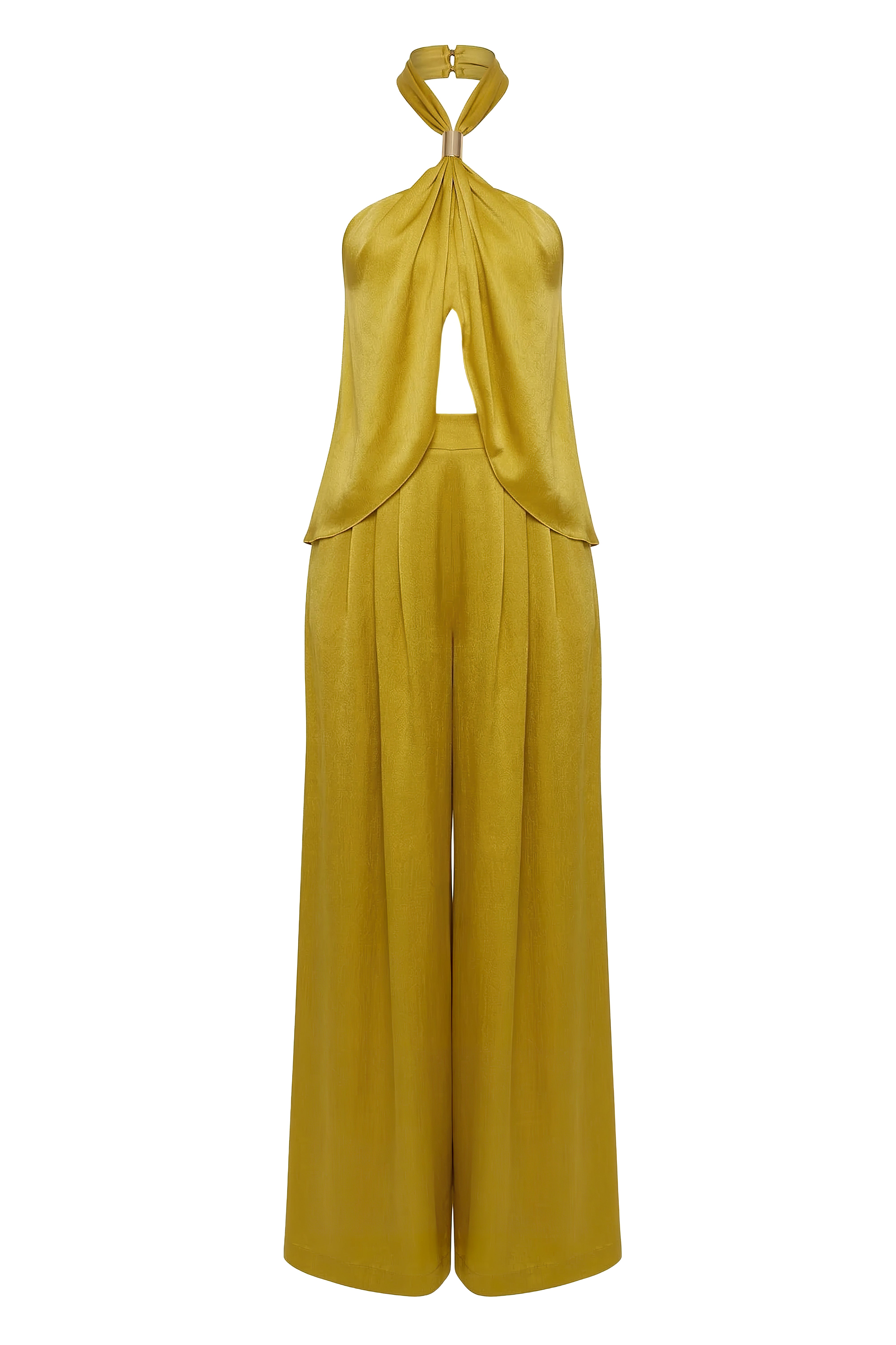 Yellow Cascade Satin Pant Set - JLUXLABEL