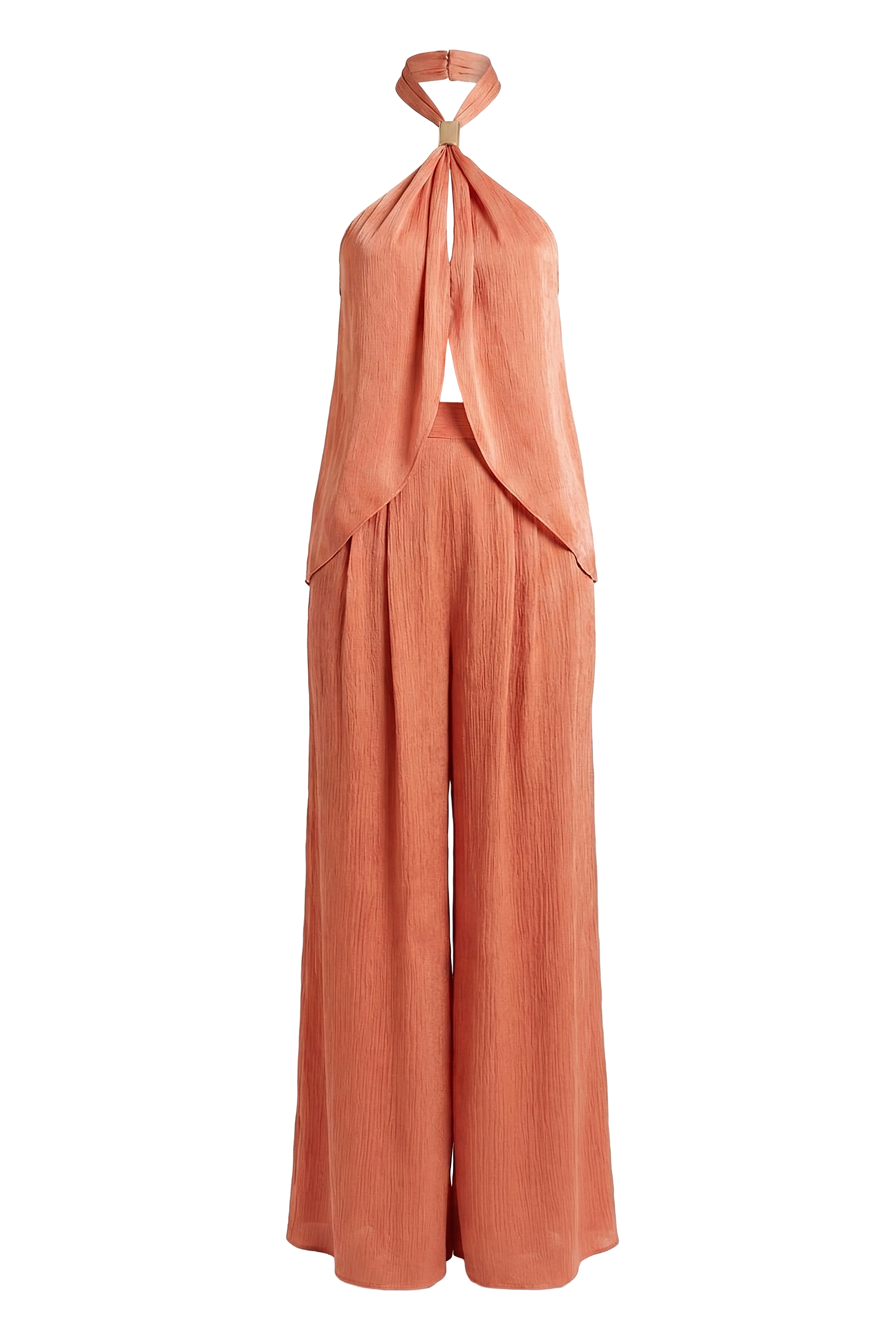 Salmon Cascade Satin Pant Set - JLUXLABEL