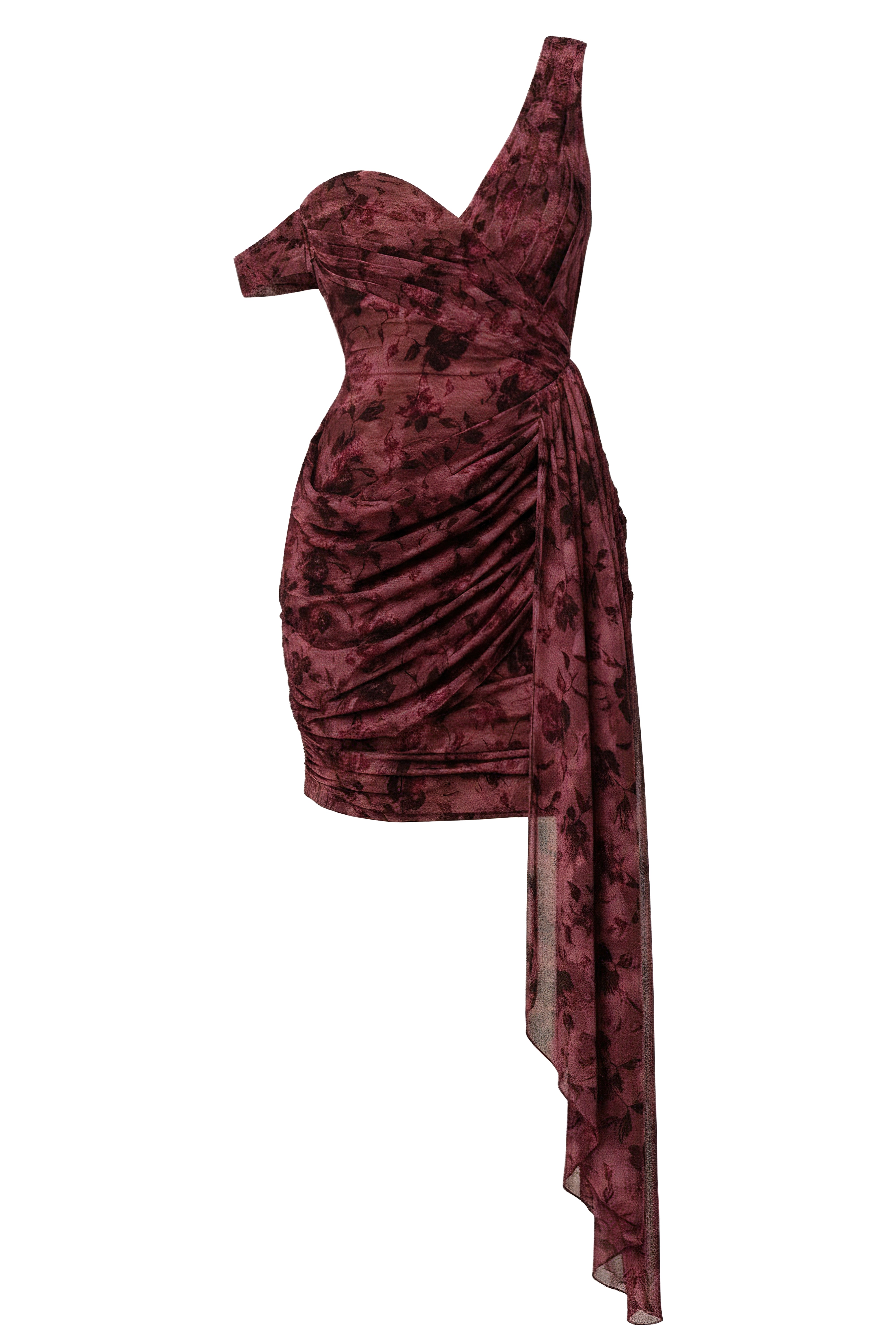 Red Soirée Drape Mini Dress - JLUXLABEL