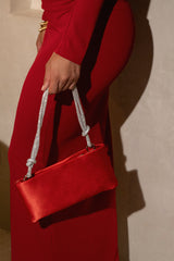 Red Doris Rhinestone Shoulder Bag - JLUXLABEL