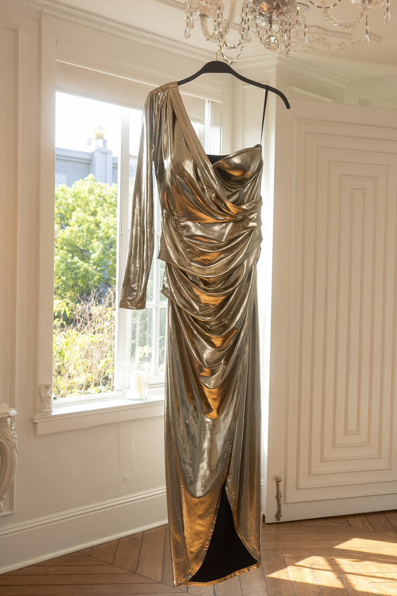 Gold Kaleah Metallic Maxi Dress