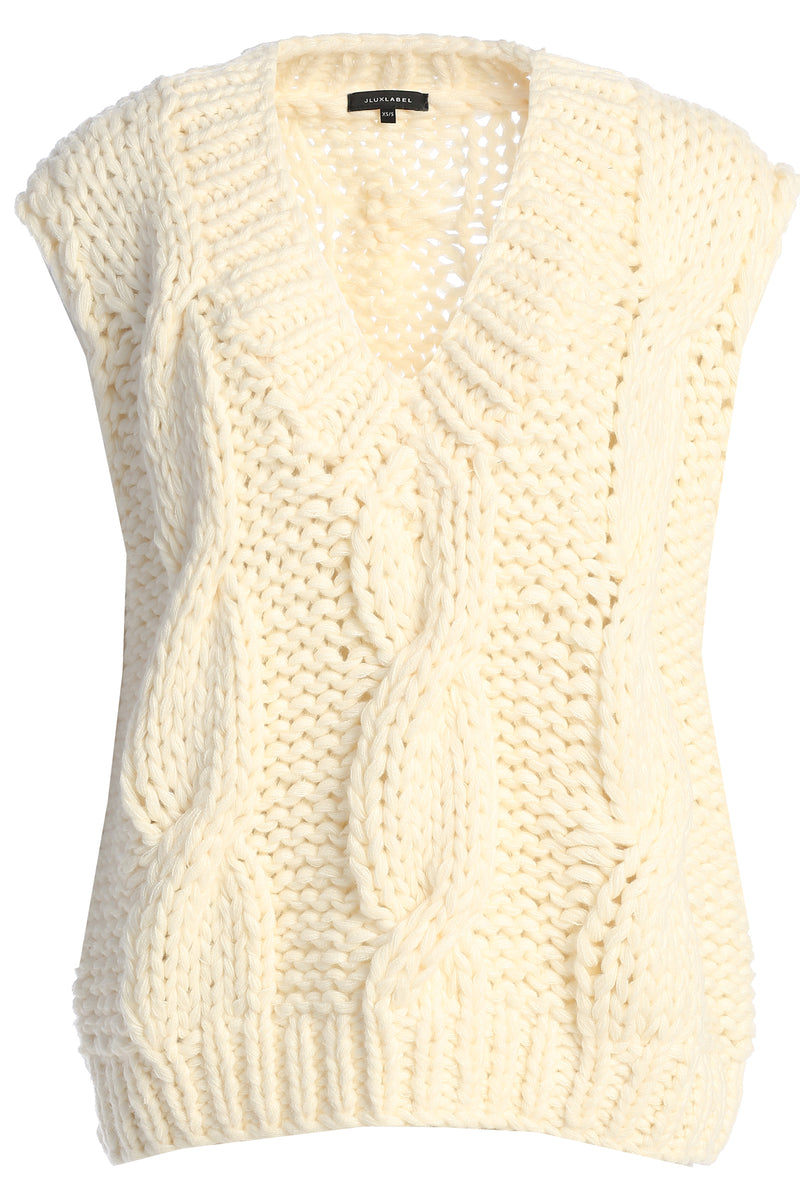 Ivory Mari Cable Knit Vest