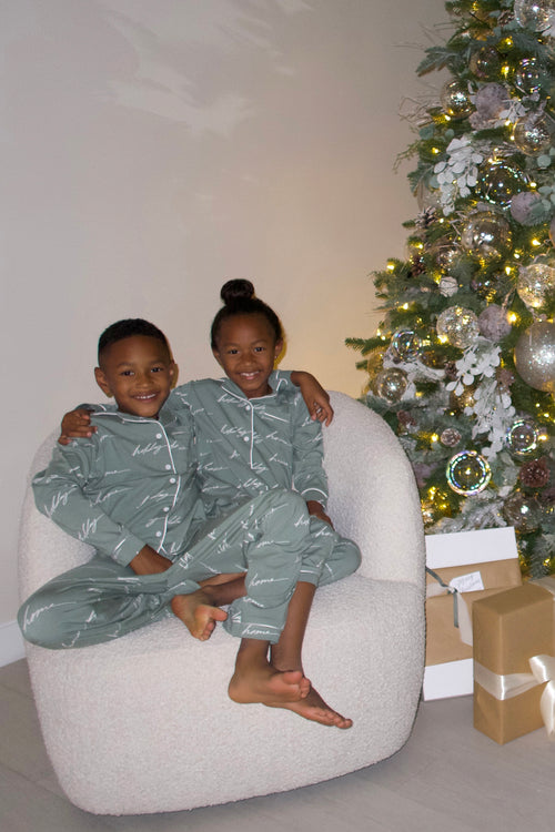 Sage HOME FOR THE HOLIDAYS KIDS PAJAMA SET - JLUXLABEL