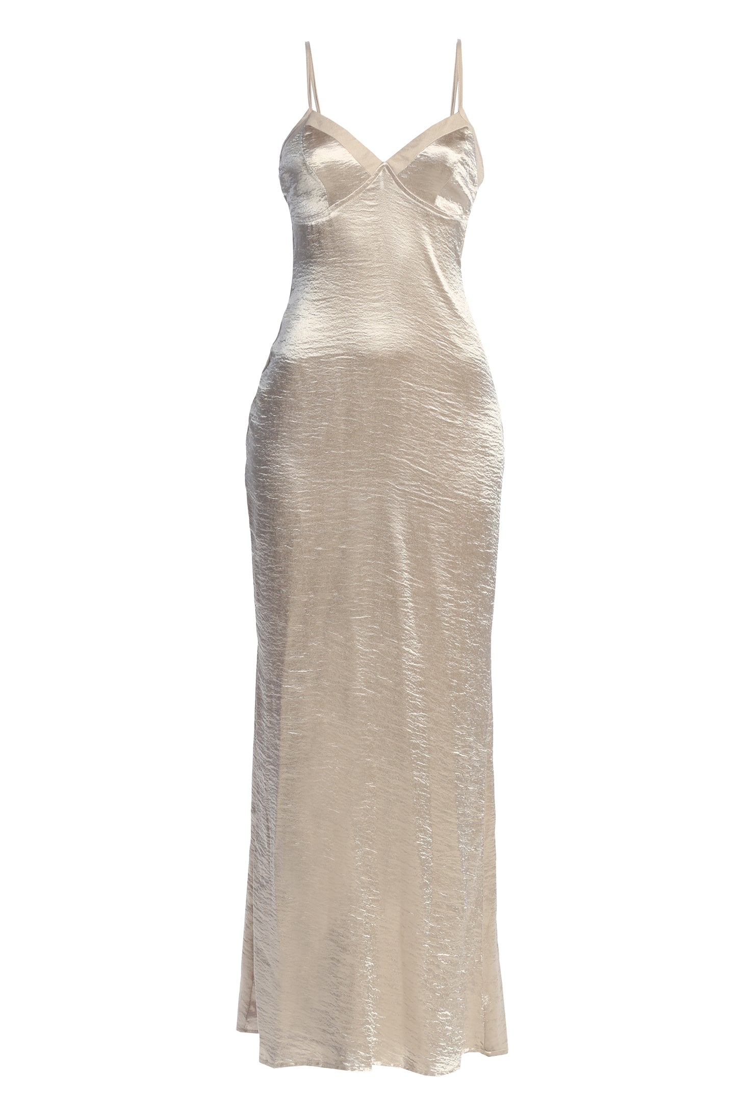 Robe Maxi Satin Surréaliste Champagne