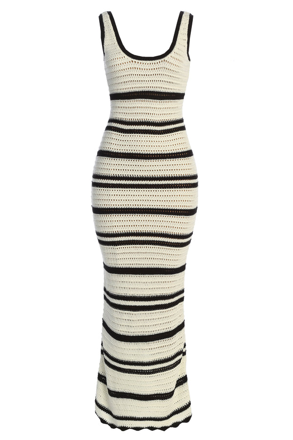 Ivory/Black Destiny Knit Maxi Dress