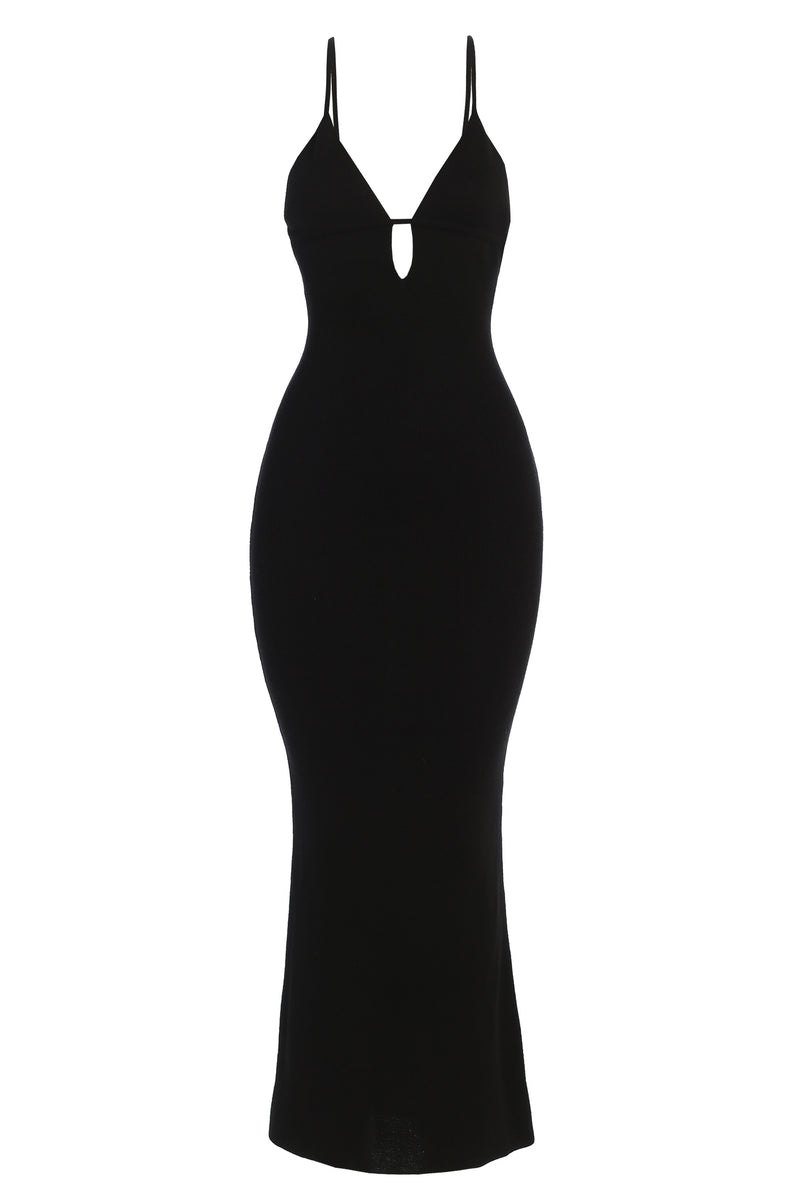 Black Sun Rays Knit Maxi Dress