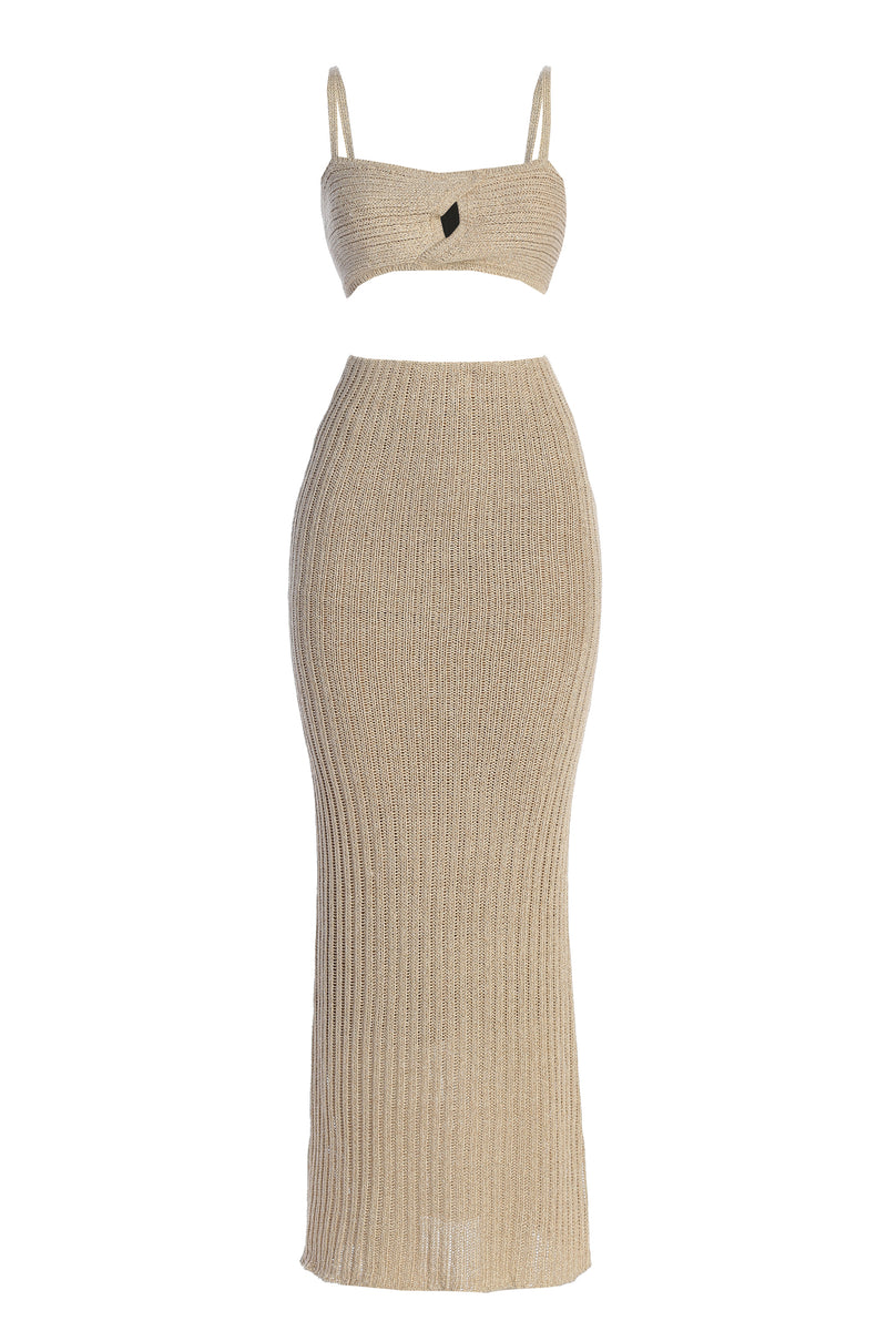 Gold Geometric Jacket Skirt Set main image 0