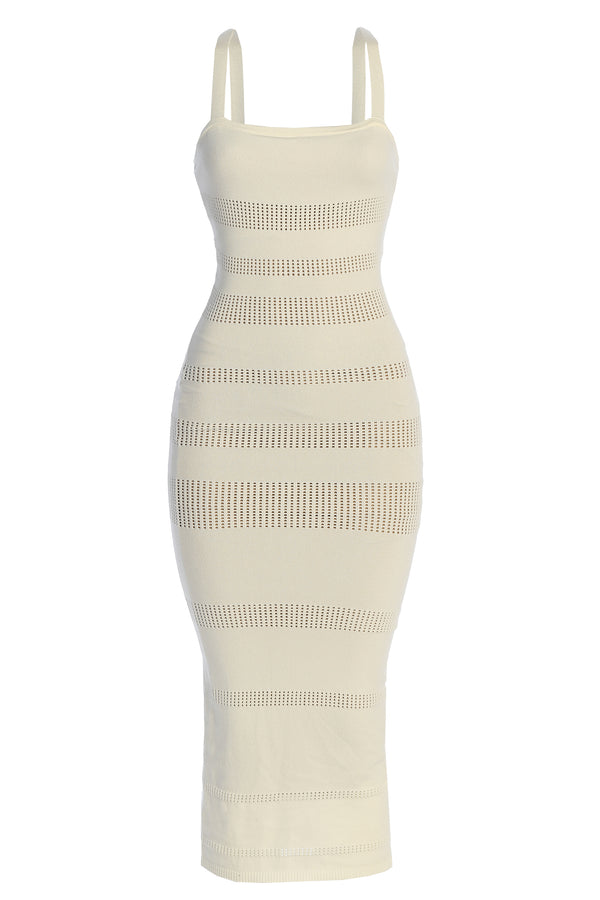 Ivory Sandy Shores Knit Midi Dress