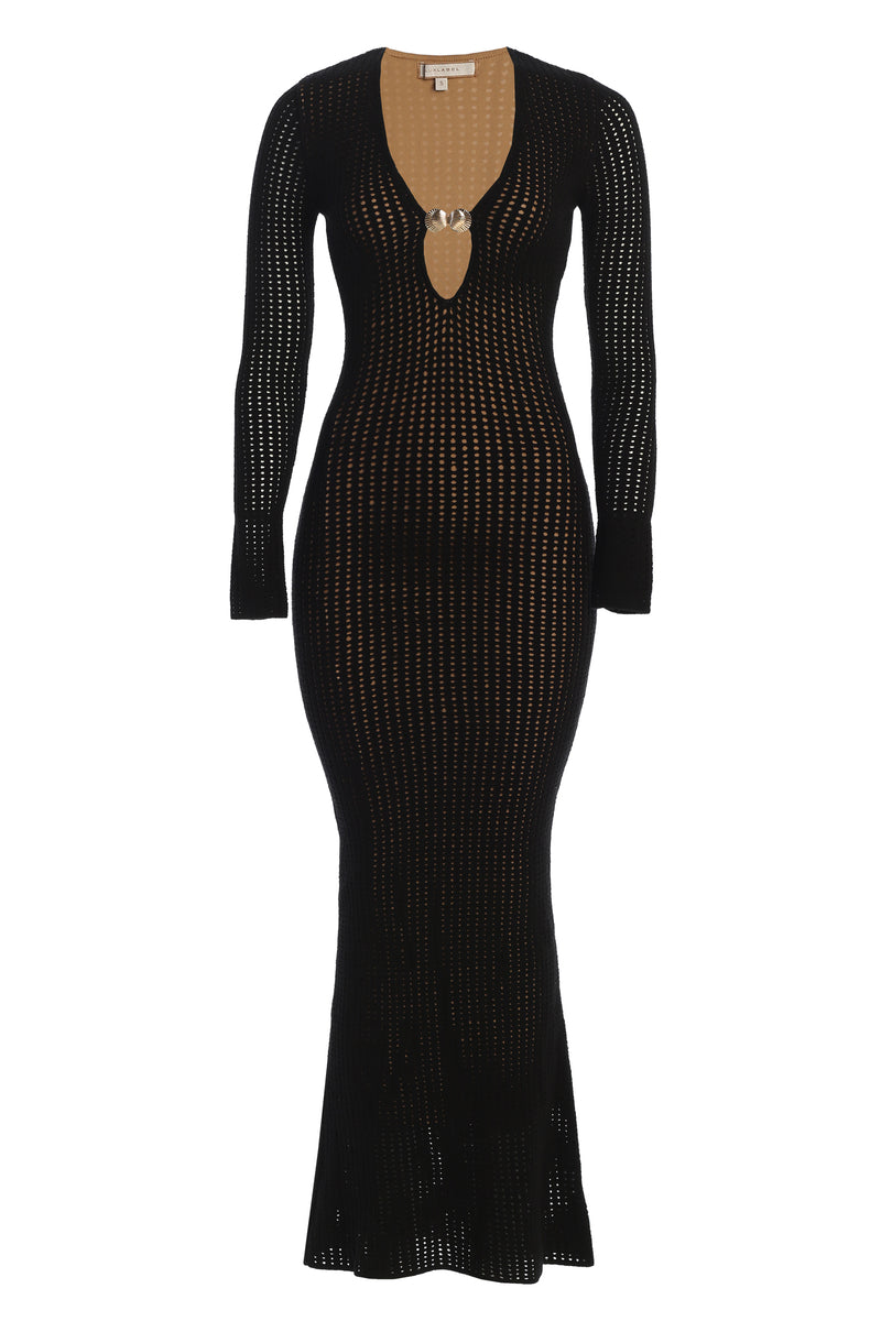 Robe en tricot noir Sol