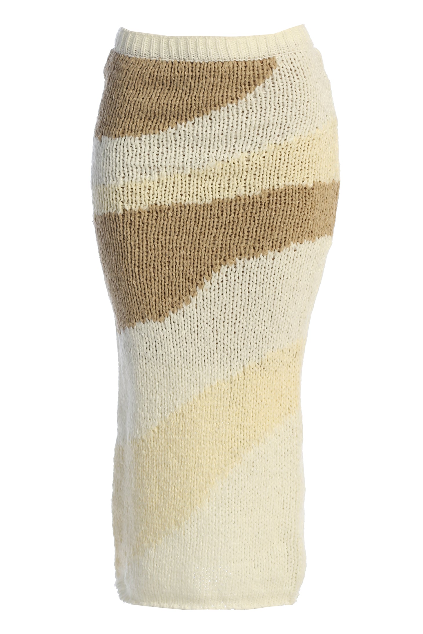 Ivory/Beige Monette Printed Knit Skirt - JLUXLABEL