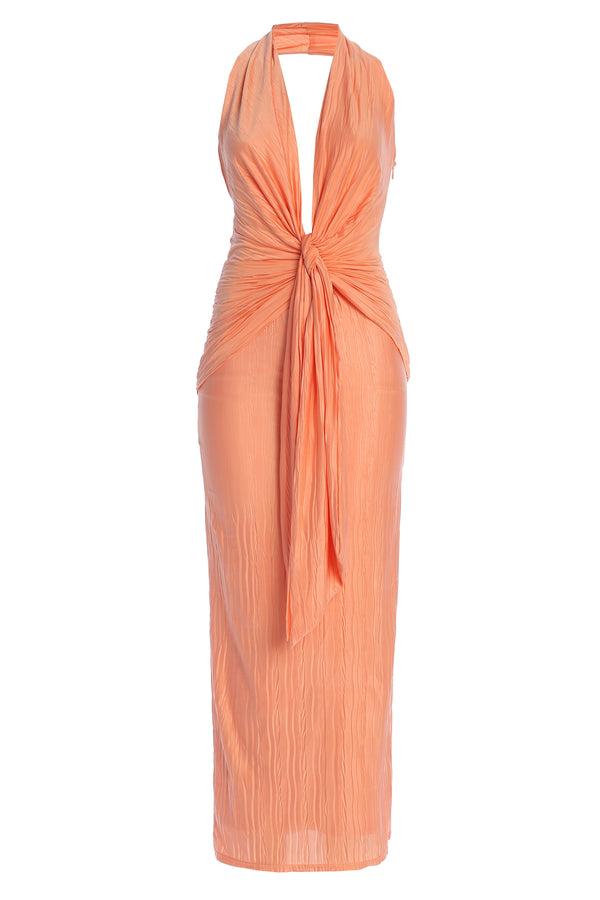 Peach Under The Moonlight Drape Dress