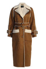 Tan Suede And Sherpa Reversible Coat