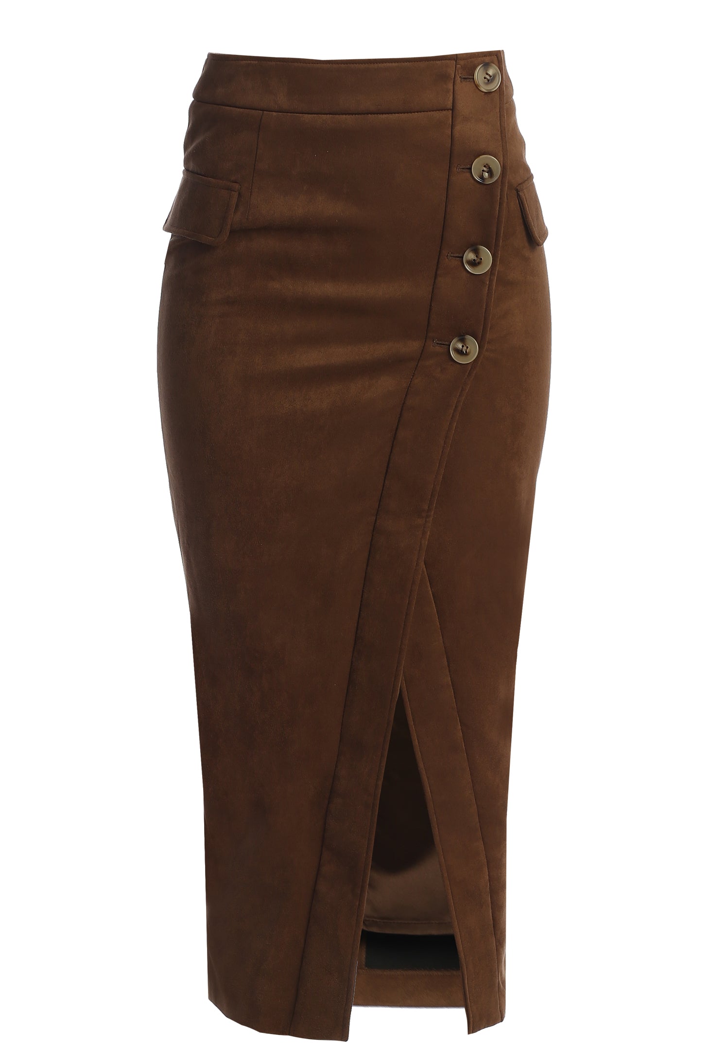 Chocolate Audrey Suede Midi Skirt - JLUXLABEL