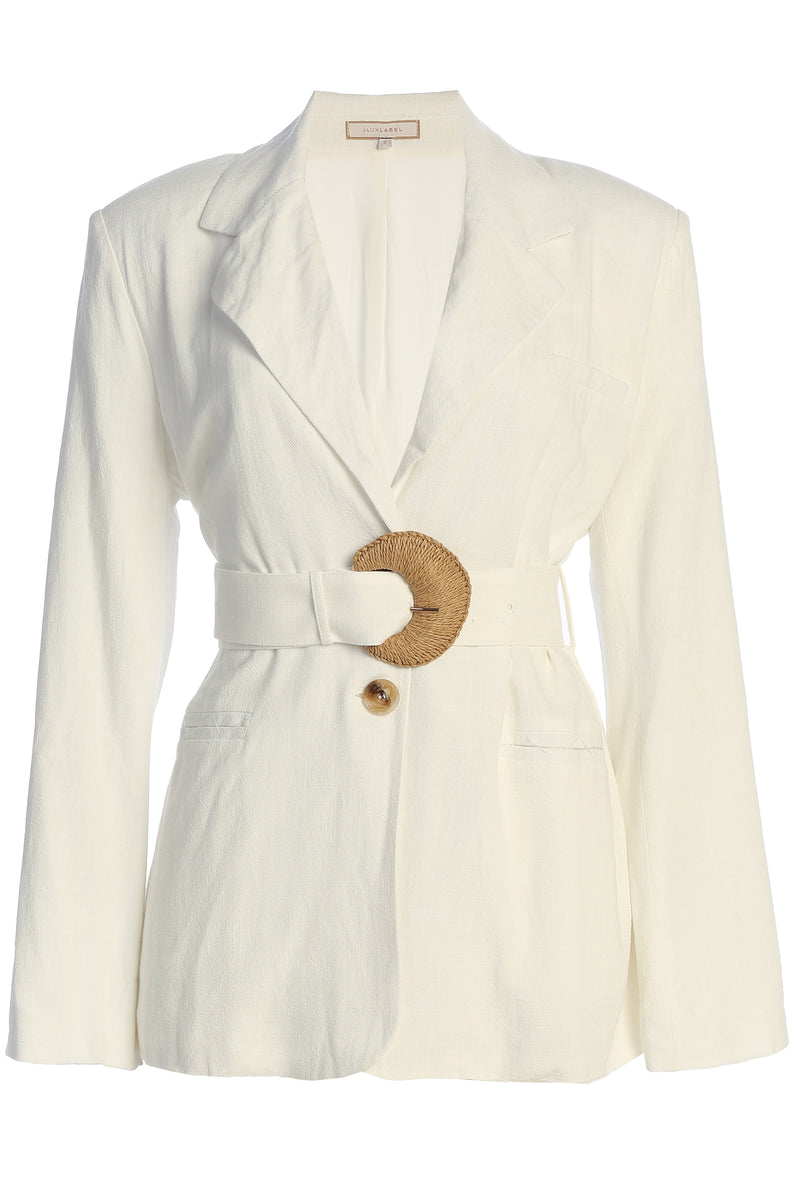 Ivory Ocean Breeze Linen Blazer