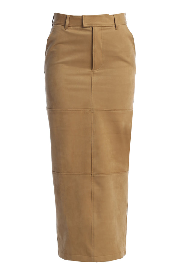 Jupe maxi en suède beige Joy